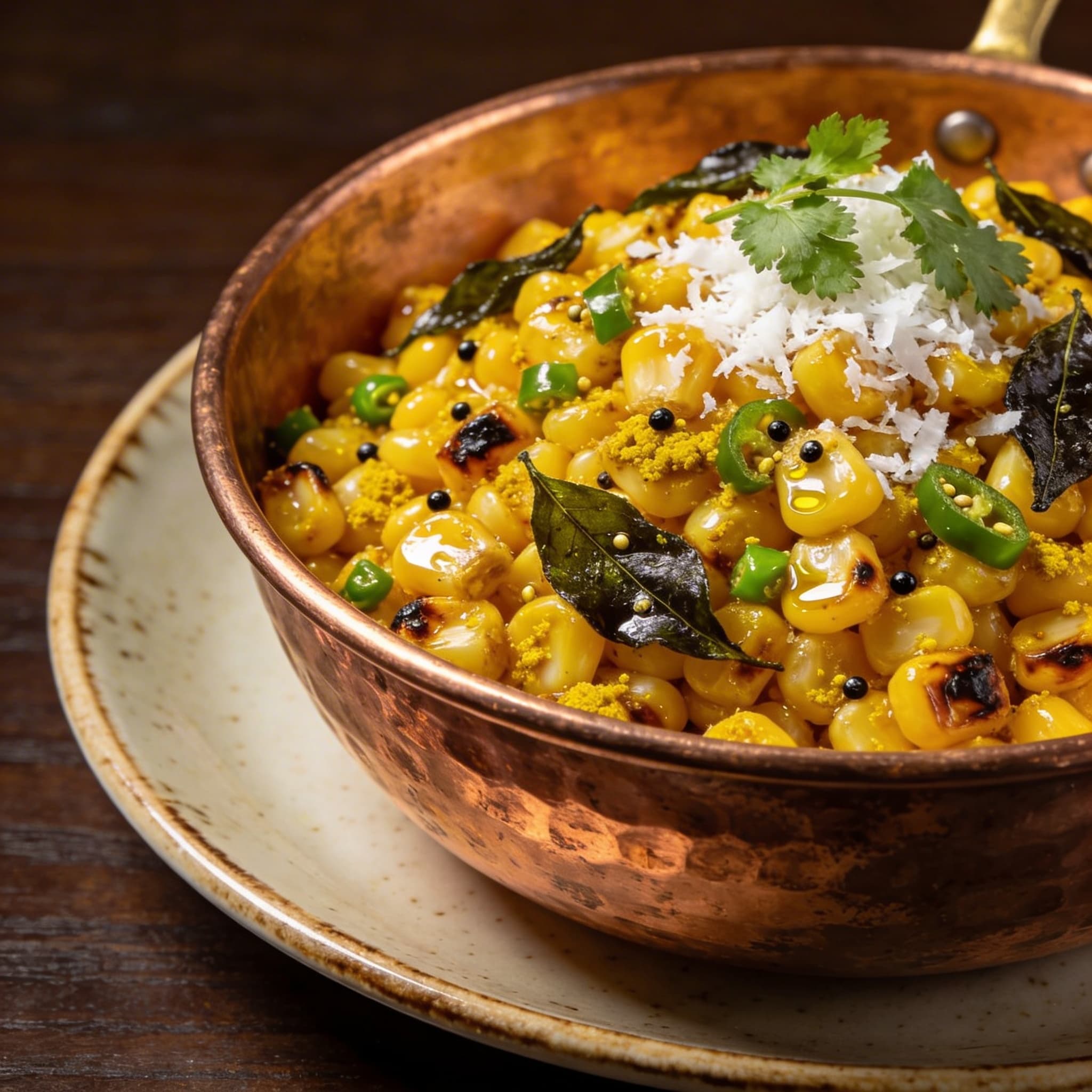 Tempered Sweet Corn with Blistered Curry Leaves