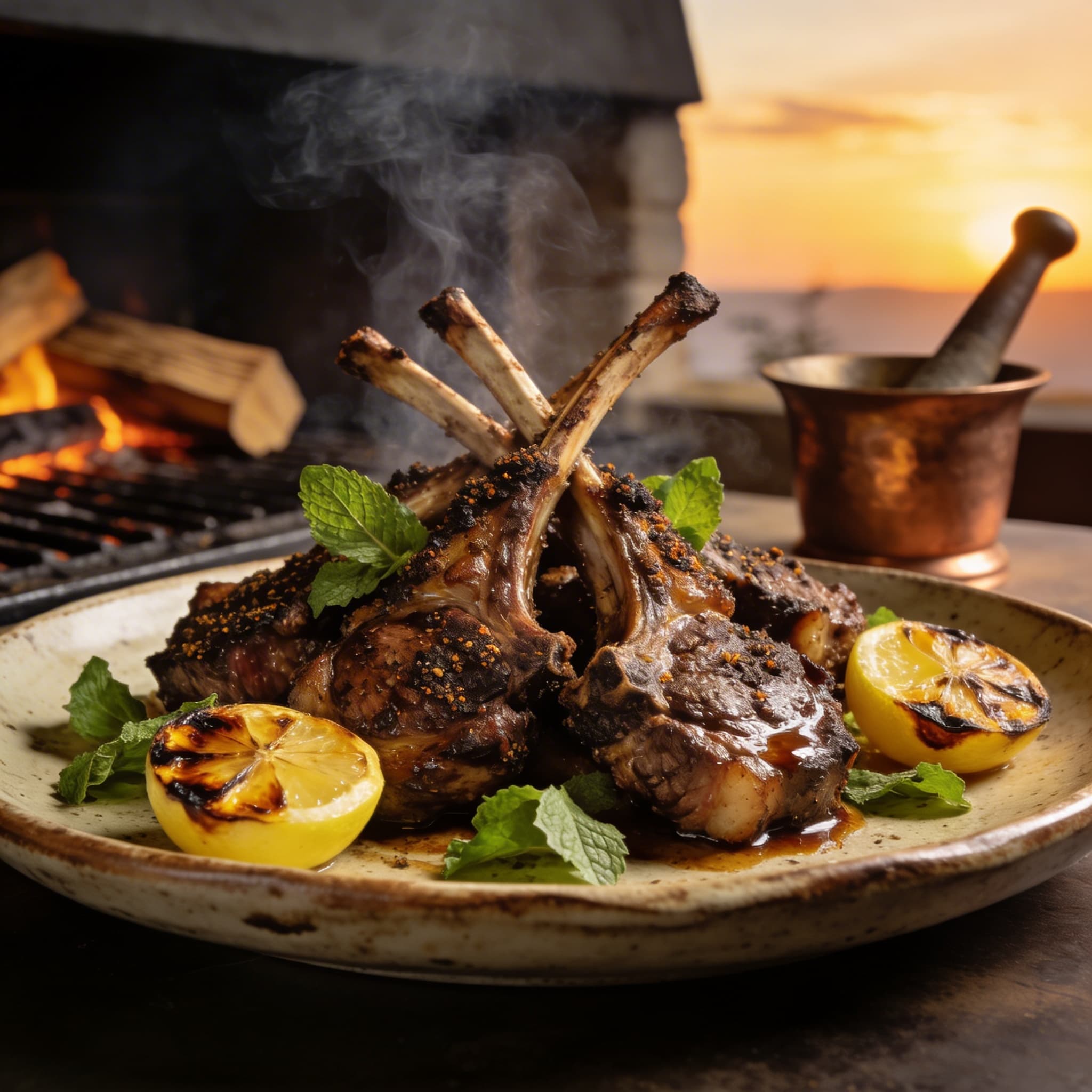Hearth-Smoked Mediterranean Lamb Chops