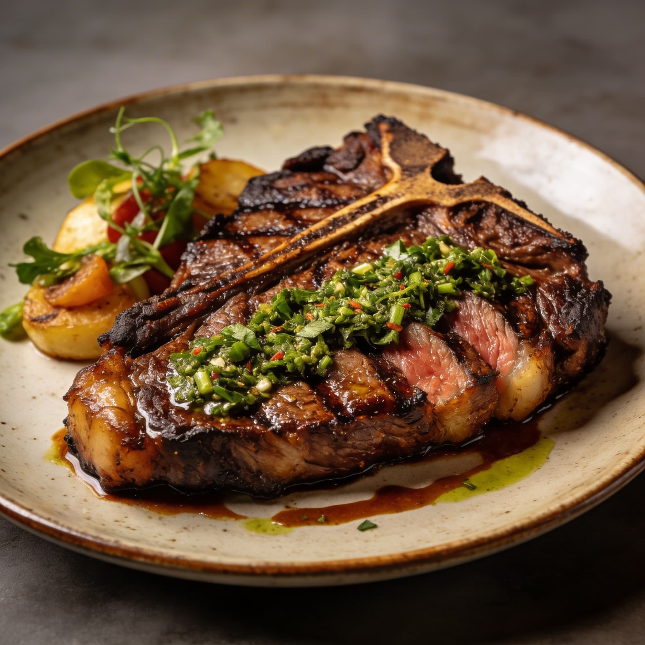 Hickory-Smoked Cowboy Ribeye with Hand-Crushed Chimichurri