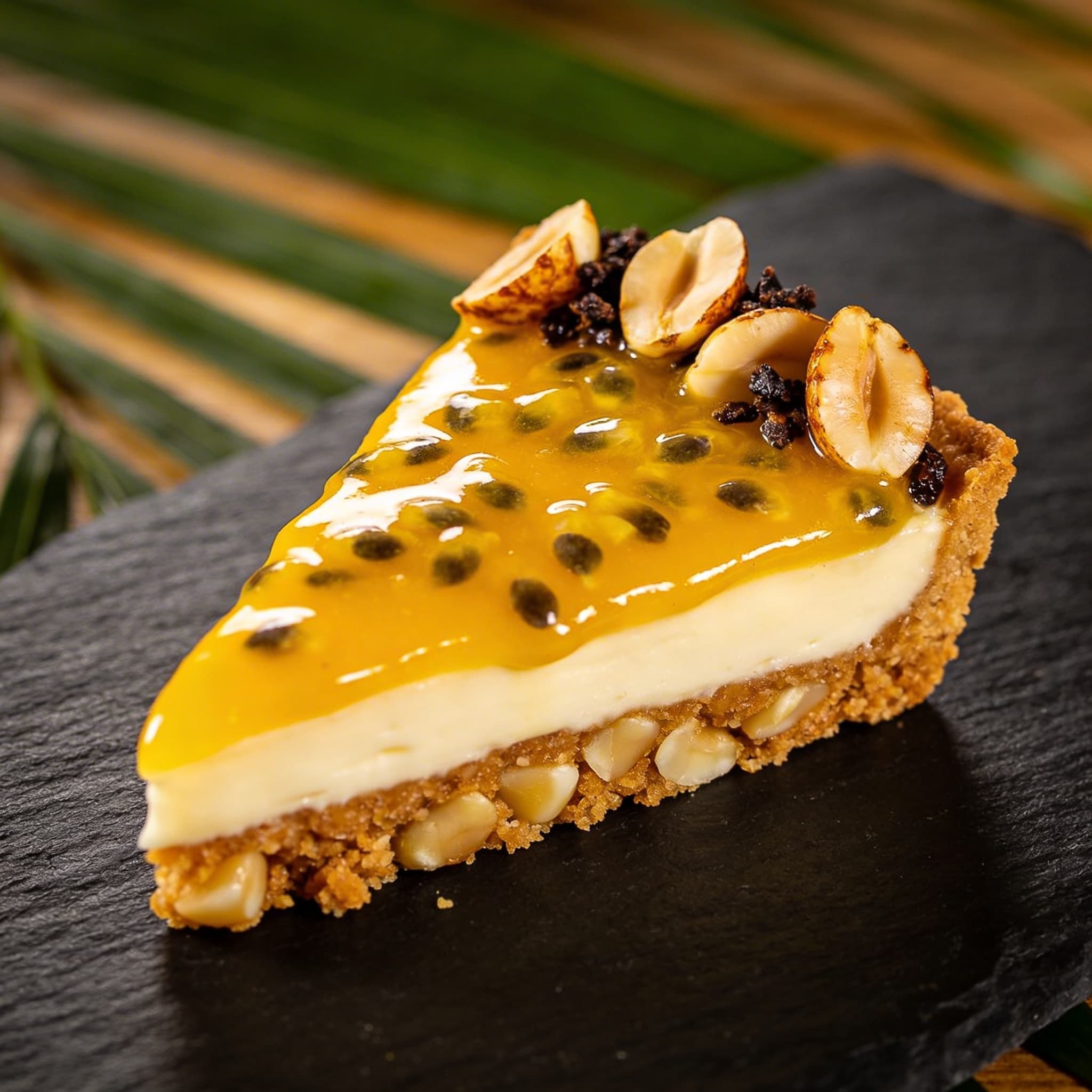 Passion Fruit & White Chocolate Macadamia Tart