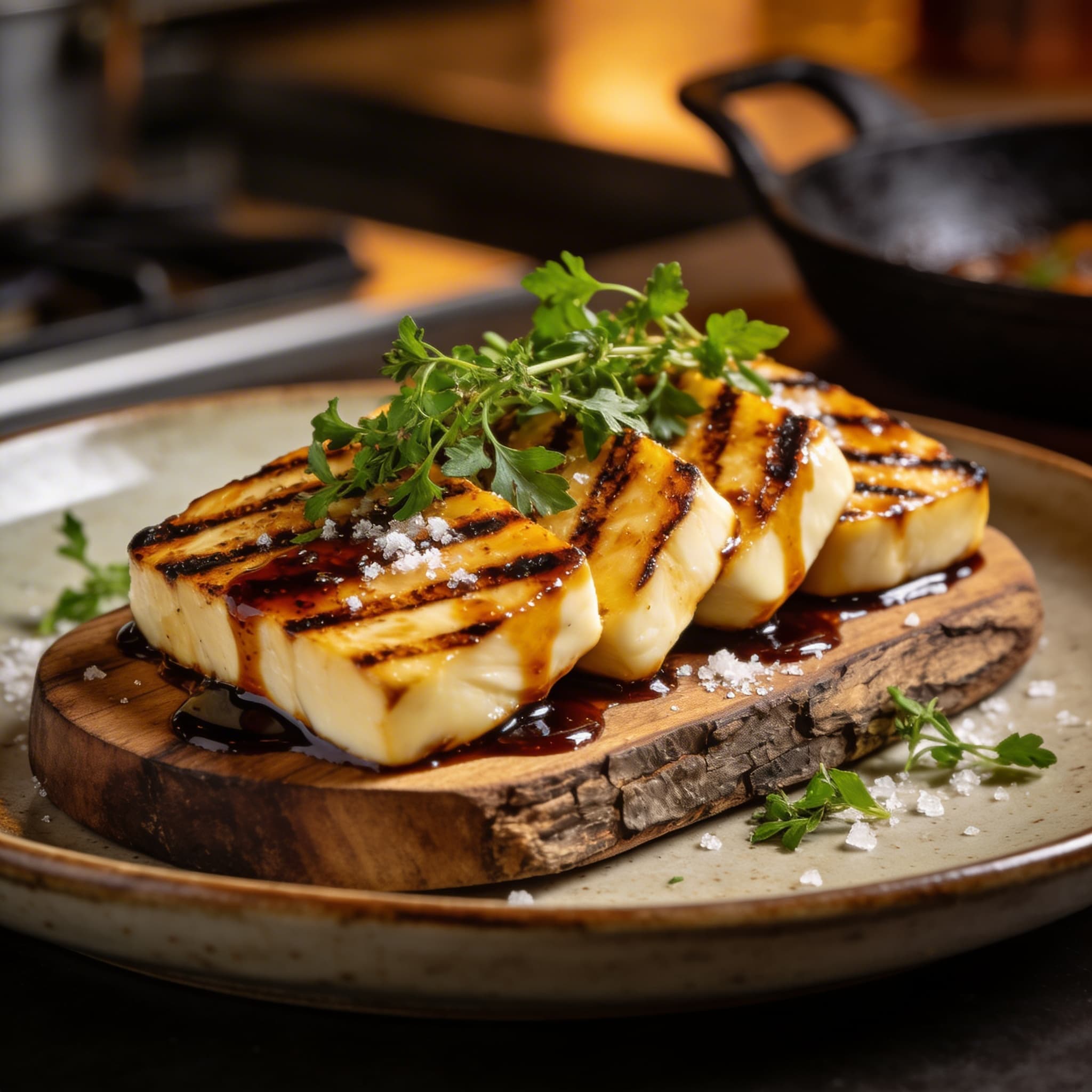 Hearth-Seared Halloumi with Chipotle Honey Glaze