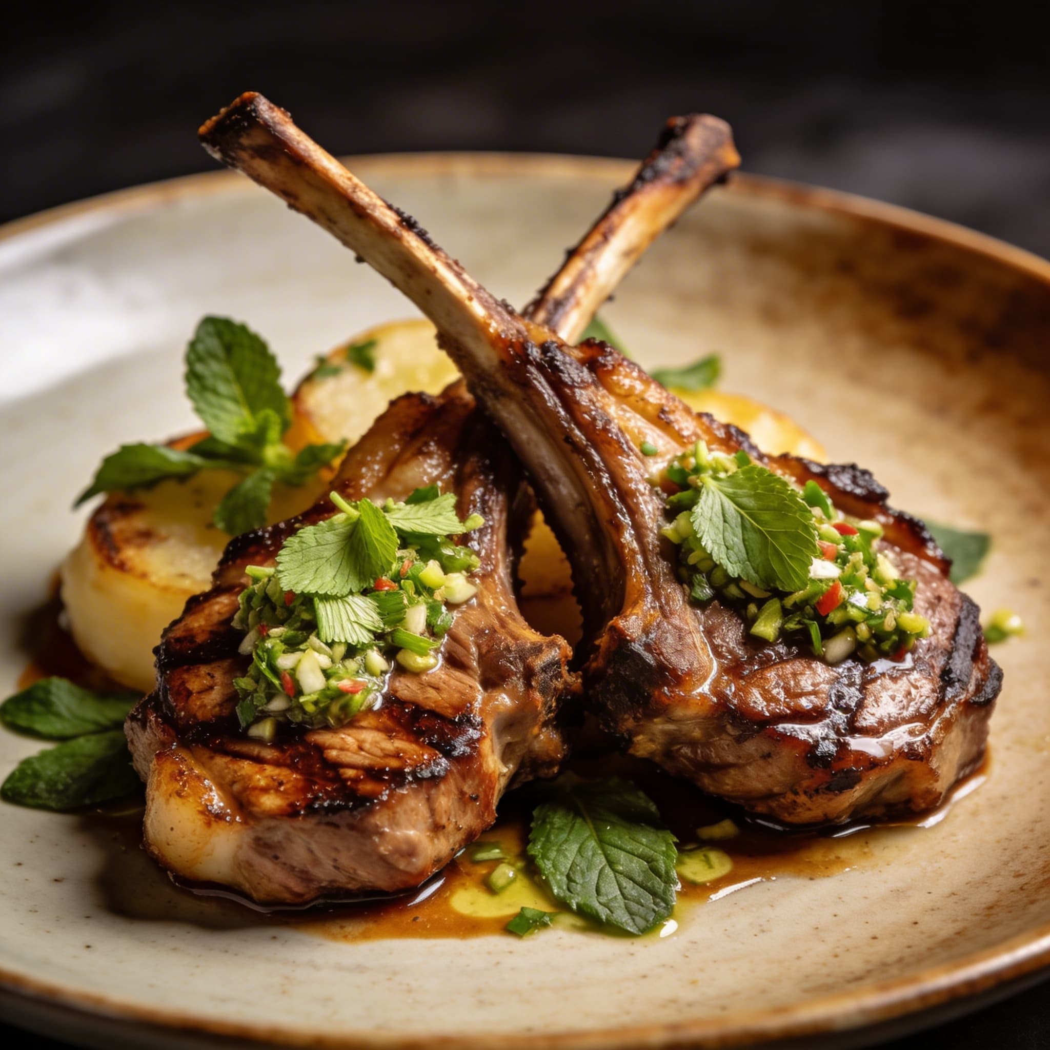 Hickory-Kissed Lamb Chops with Zesty Mint Gremolata