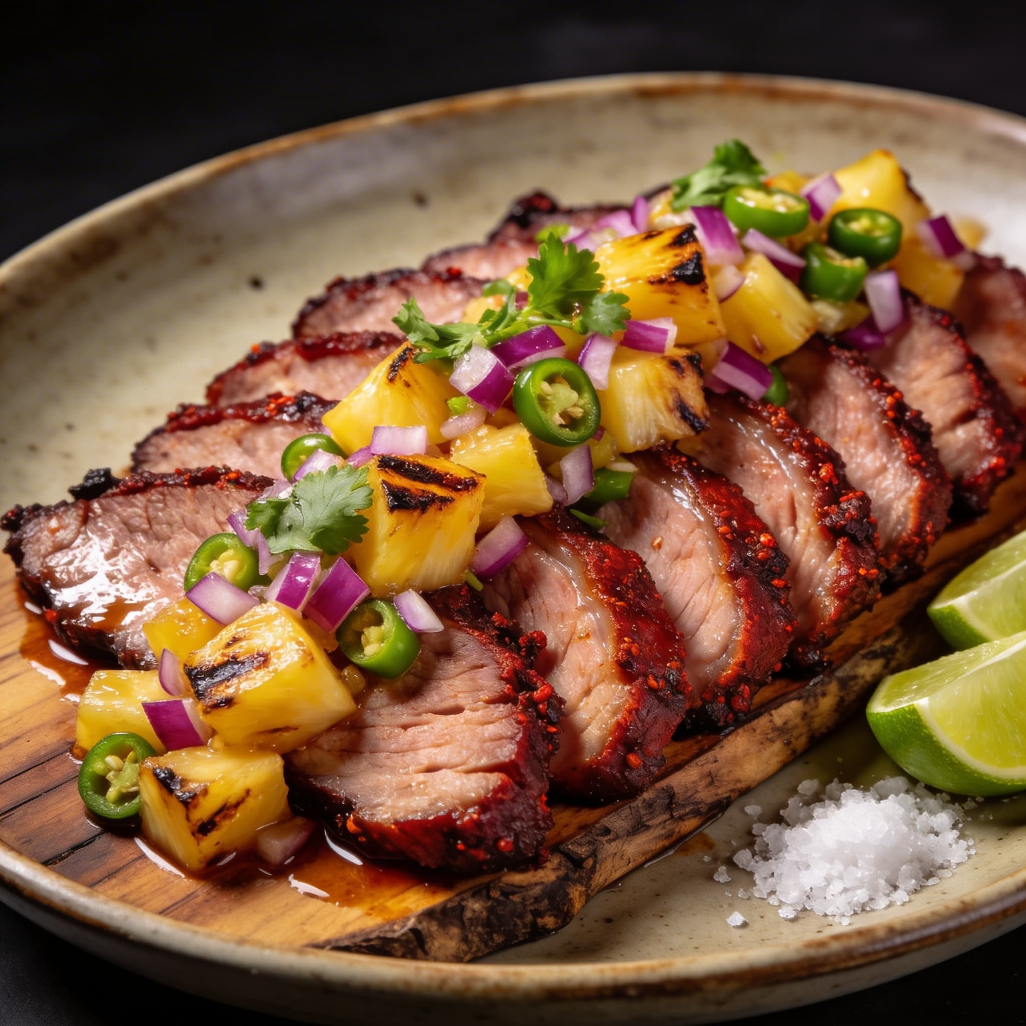 Smoked Guajillo Pork with Charred Pineapple Salsa