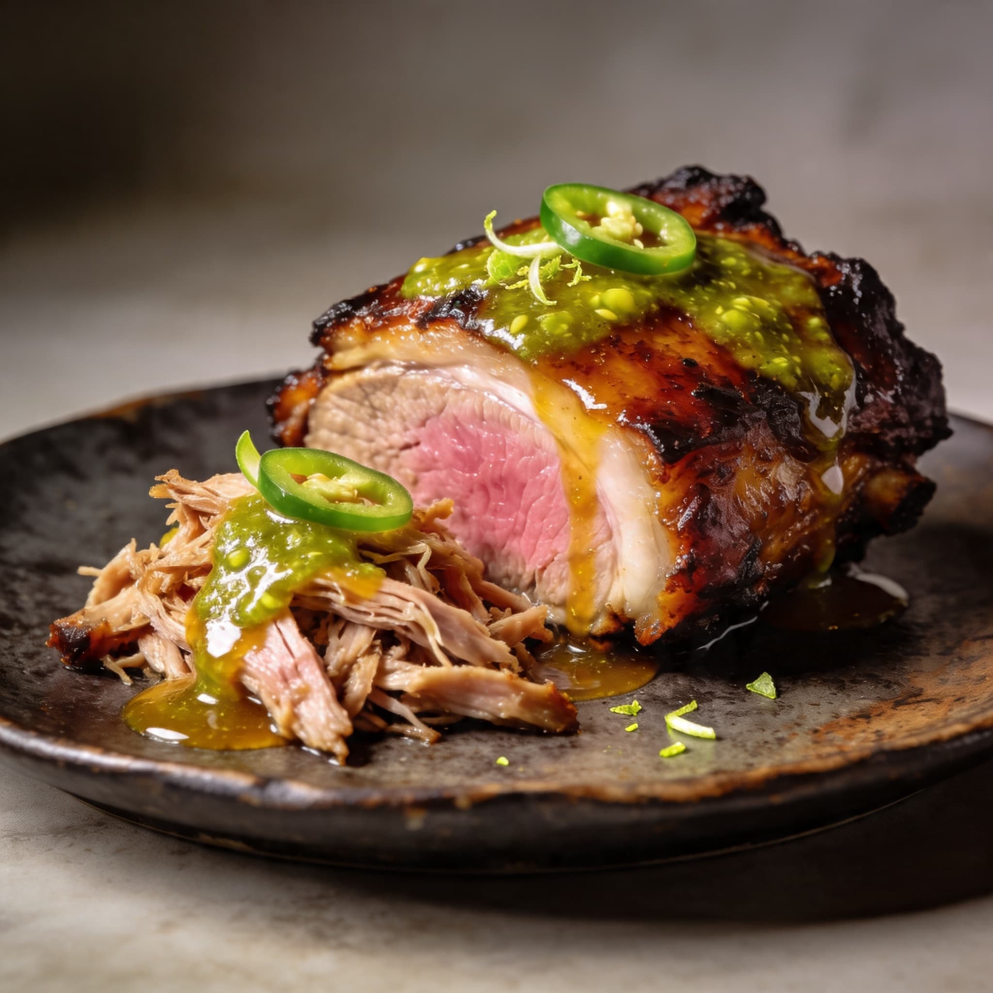 Yuzu Kosho Glazed Smoked Pork Shoulder