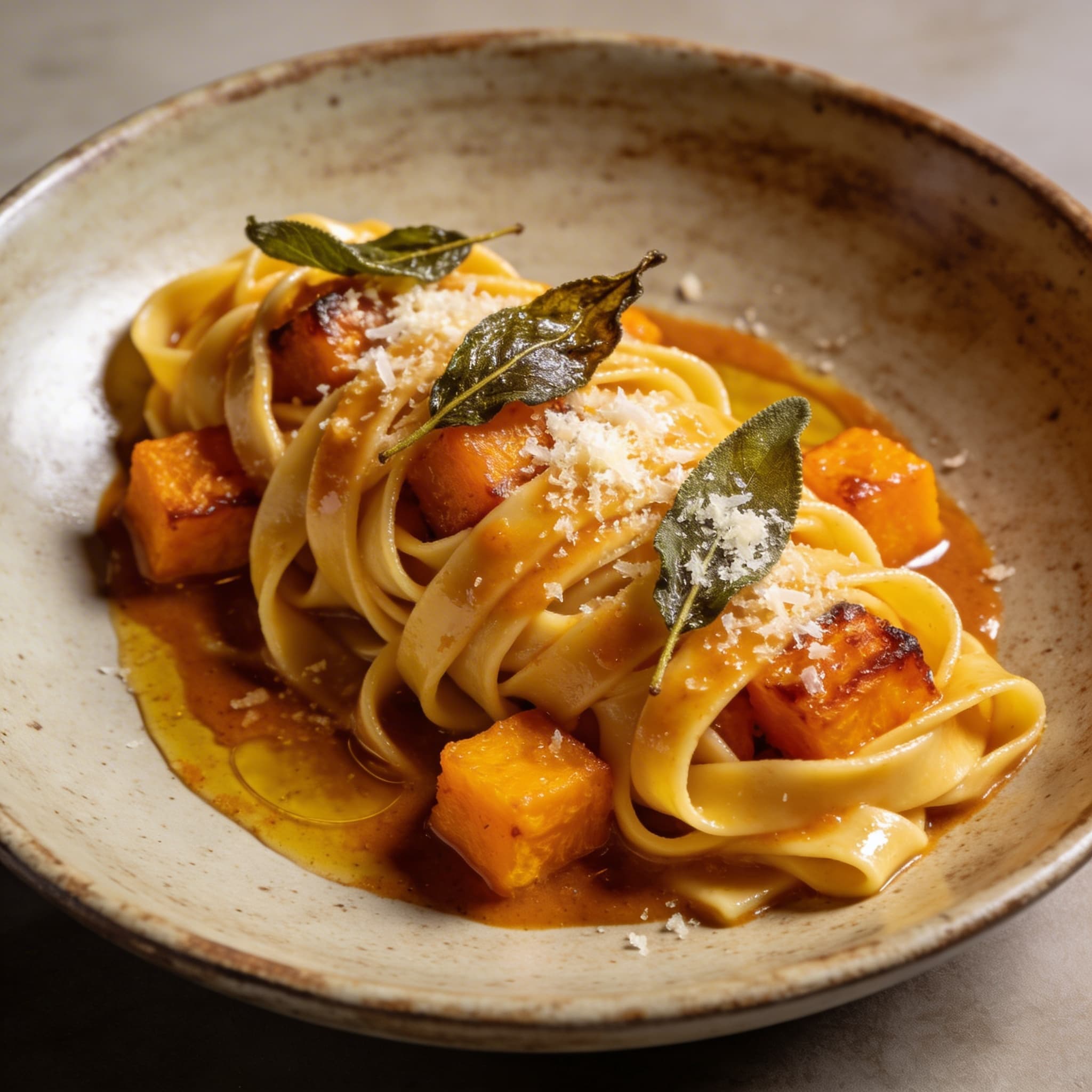 Brown Butter Kimchi & Roasted Squash Fettuccine