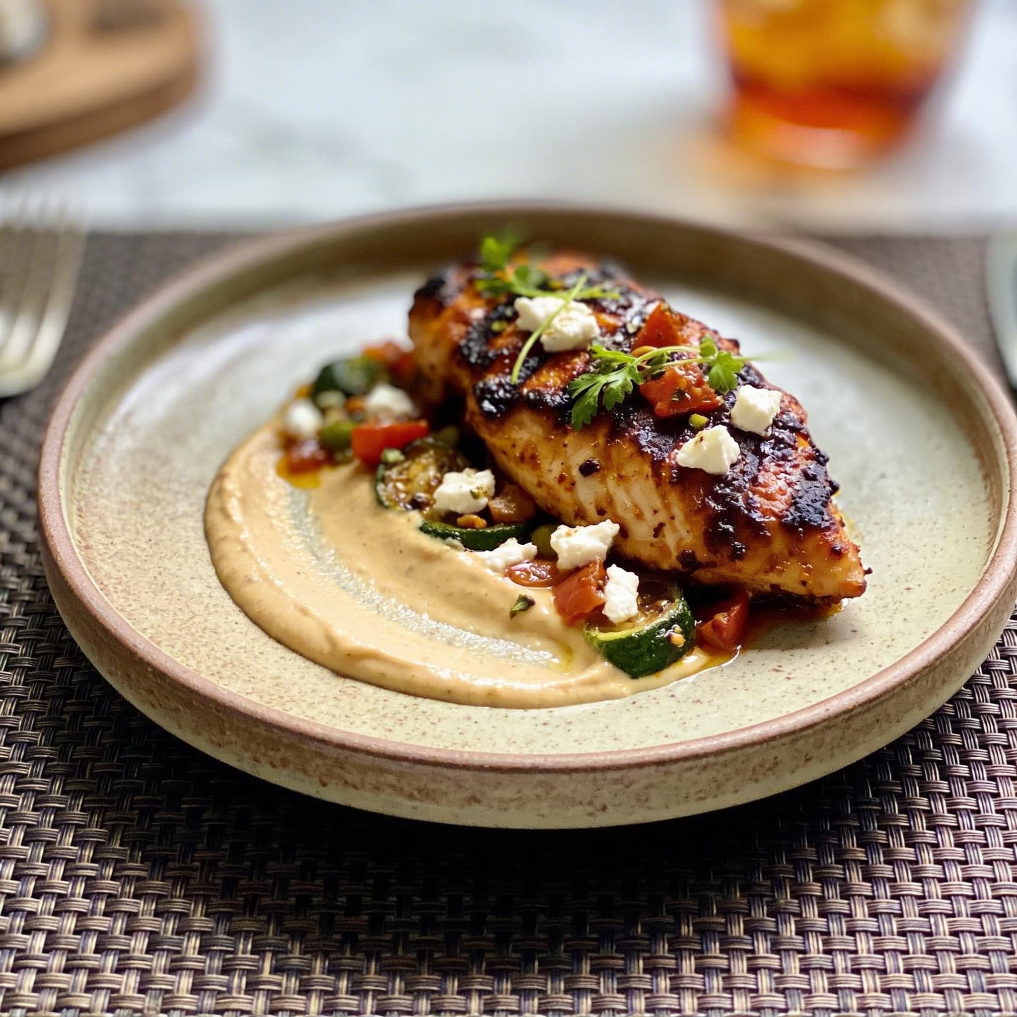 Chipotle-Charred Grecian Chicken with Smoked Crema