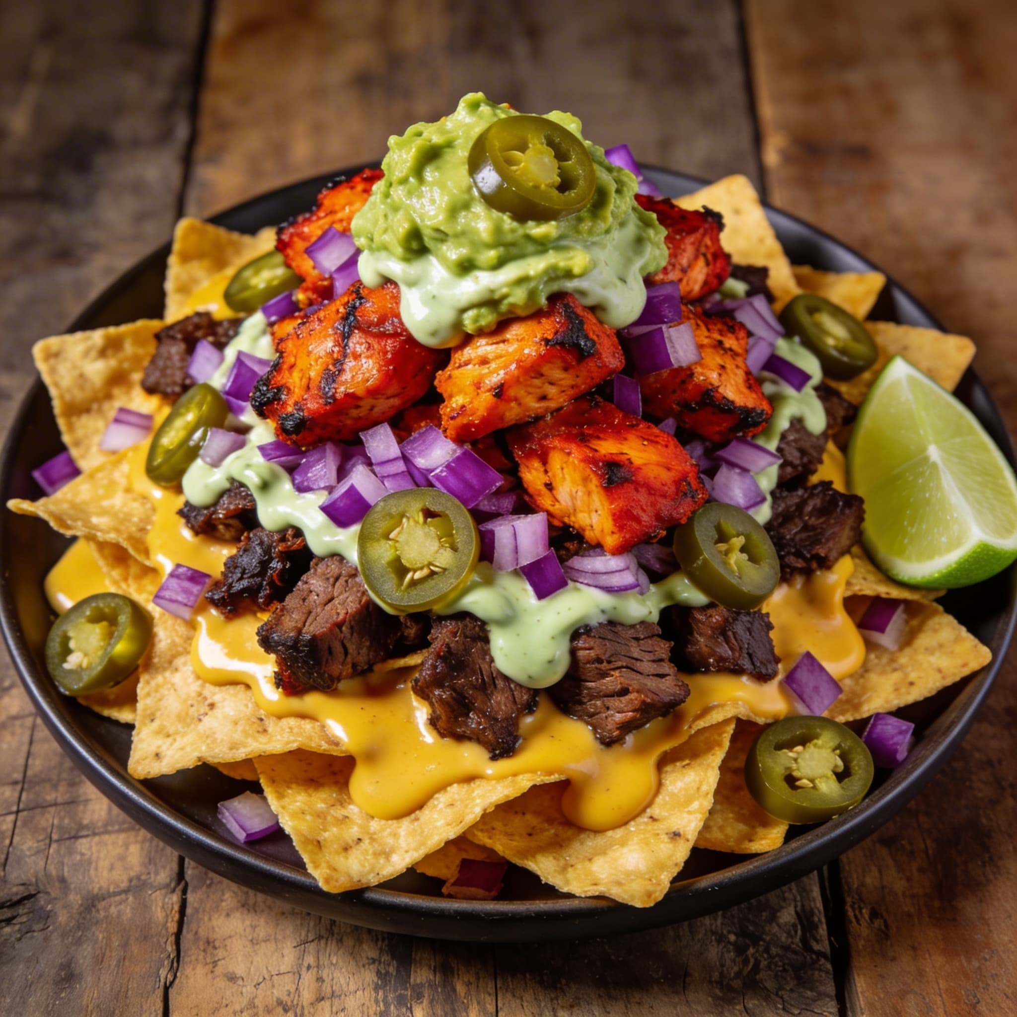 Tandoori Chicken & Brisket Queso Fusion Nachos