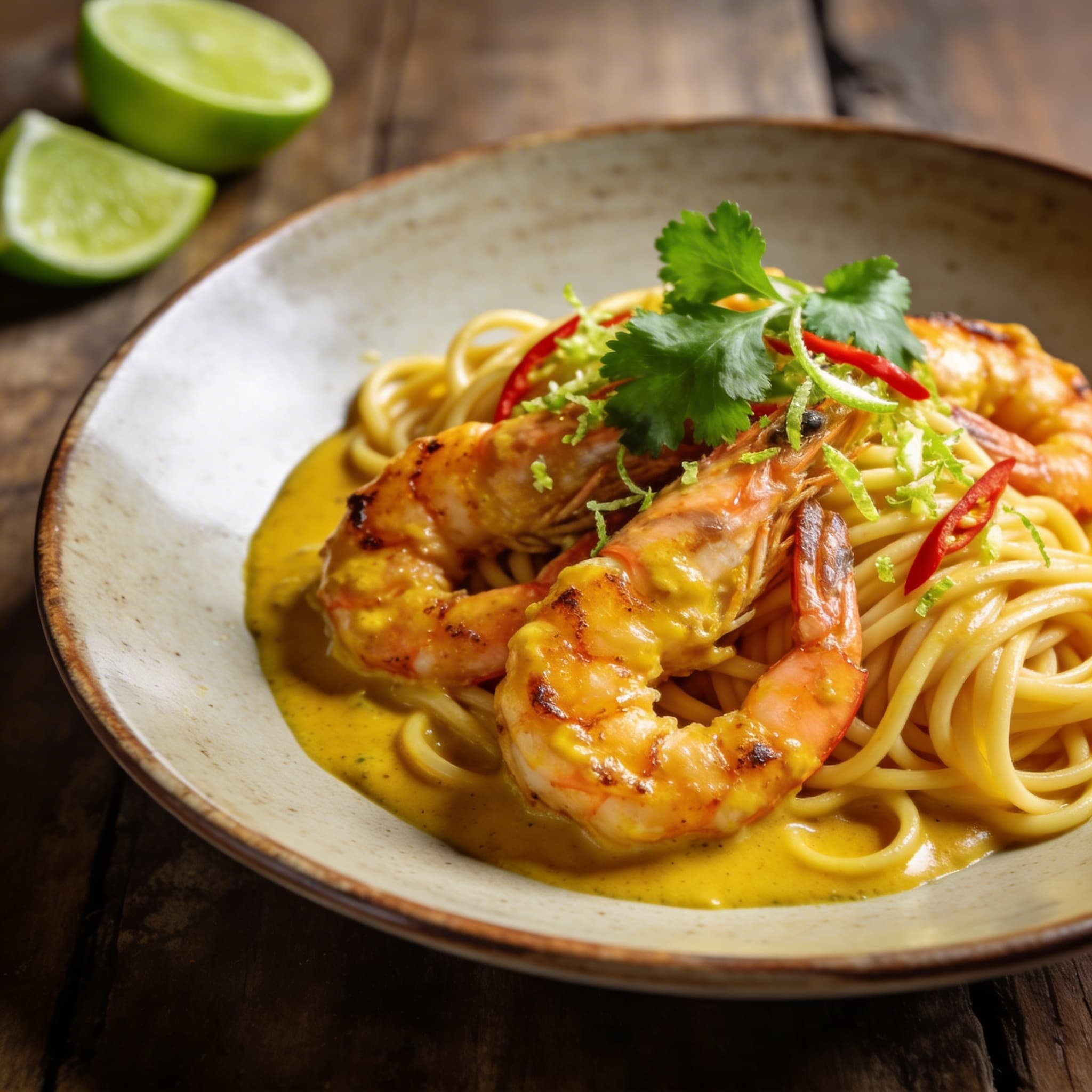 Linguine 'Siam-Roma' with Golden Curry Shrimp