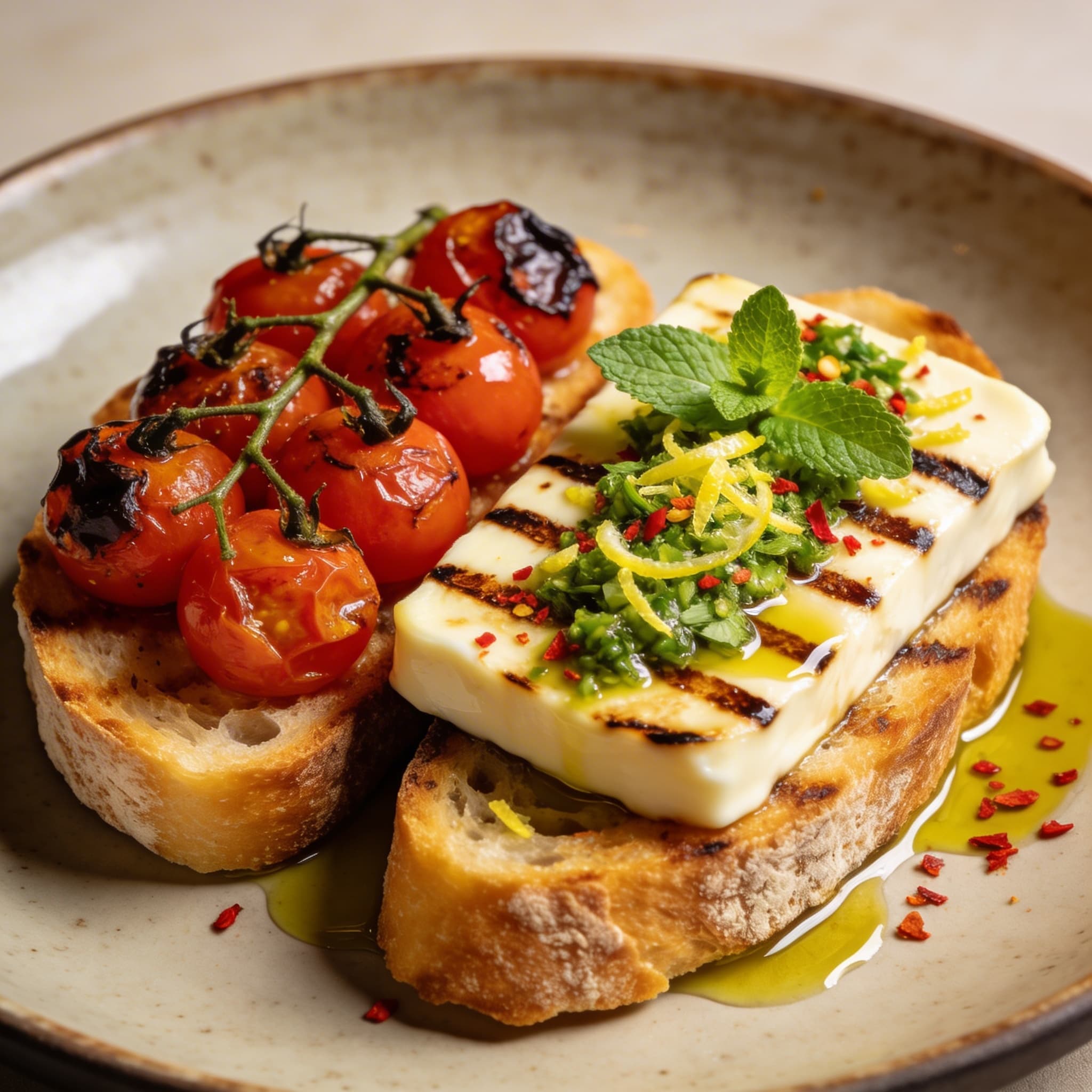 Hearth-Seared Halloumi & Blistered Tomato Breakfast