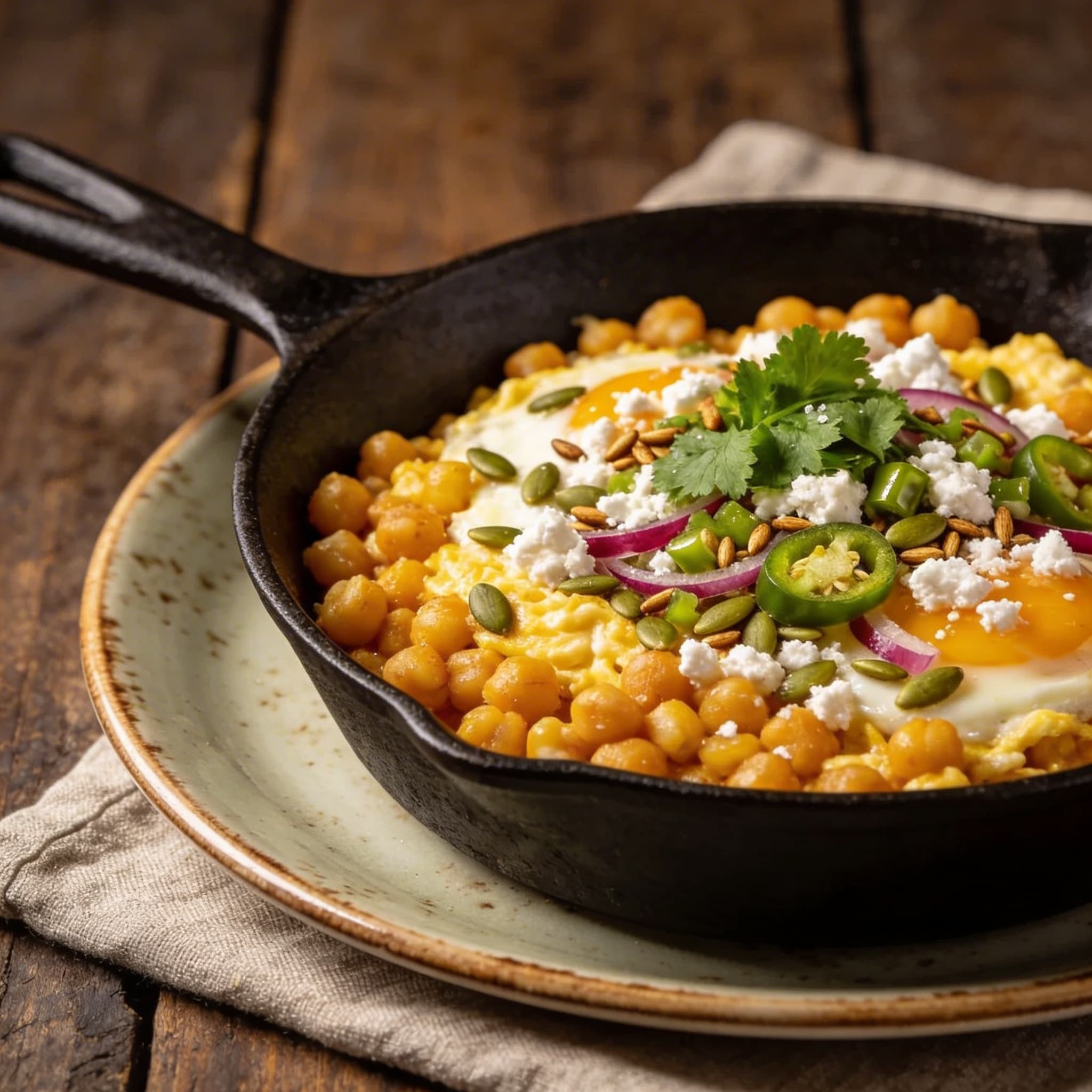 Golden Hominy & Cotija Morning Scramble