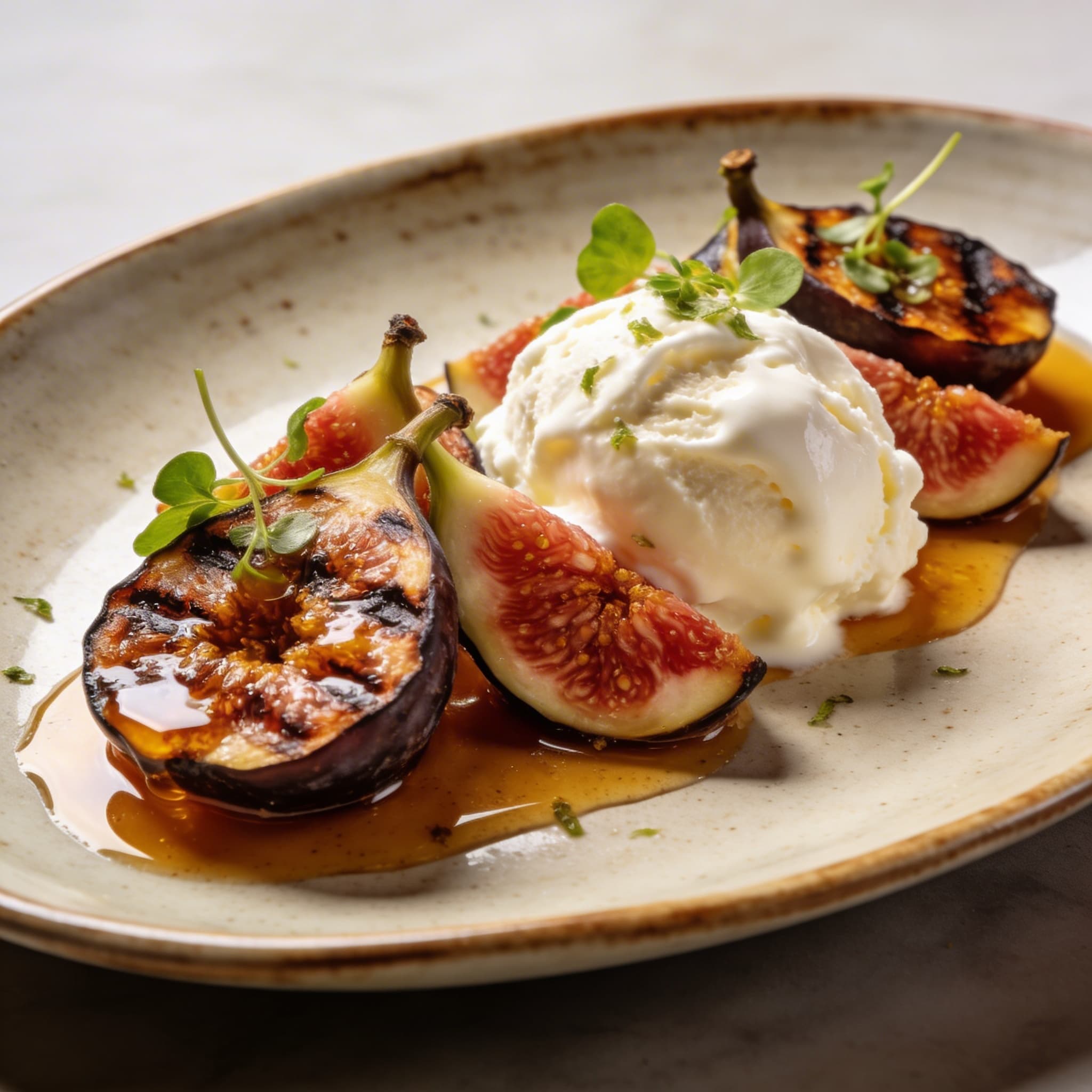 Hearth-Charred Honey Figs with Mascarpone Gelato