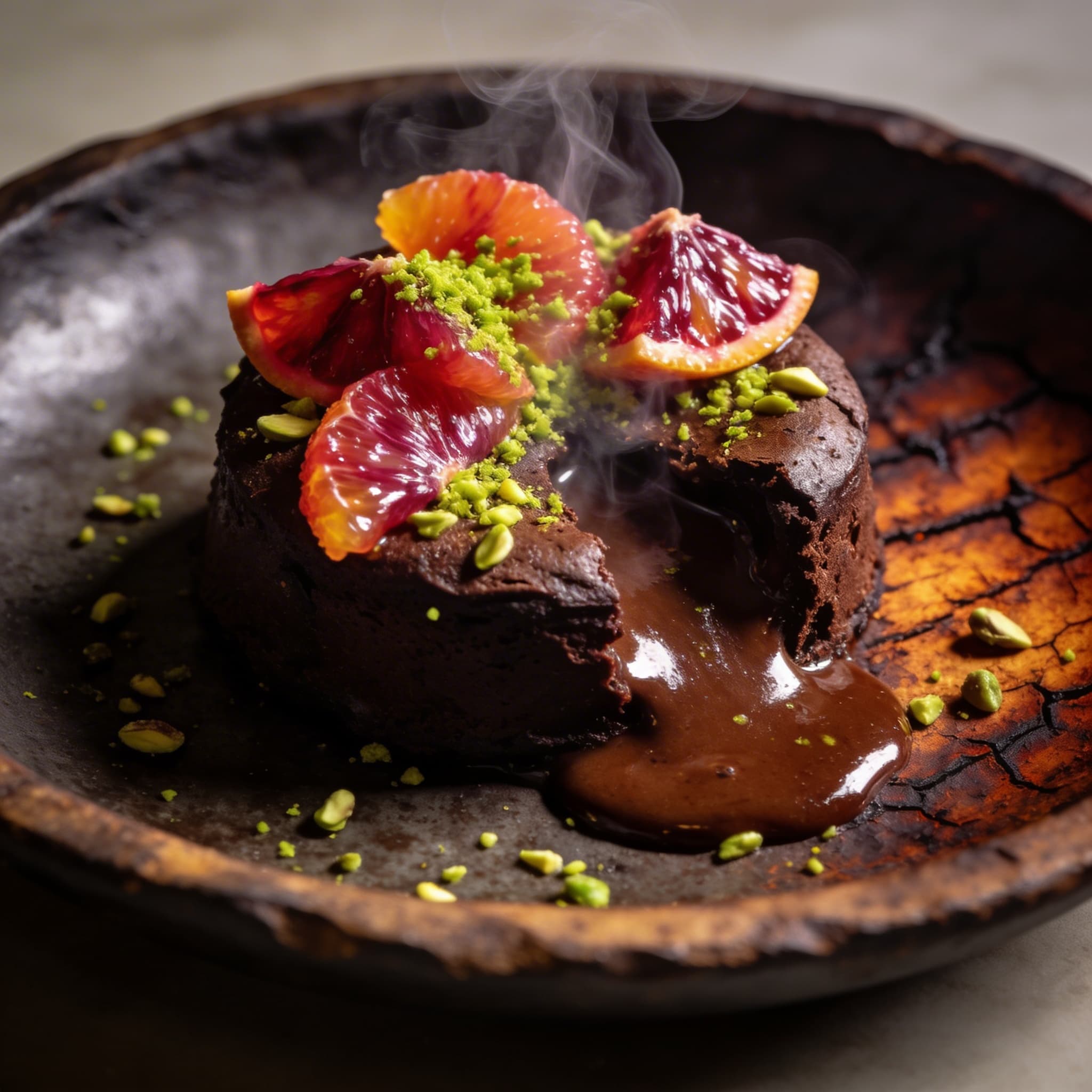 Wood-Fired Smoky Chocolate & Blood Orange Fondant