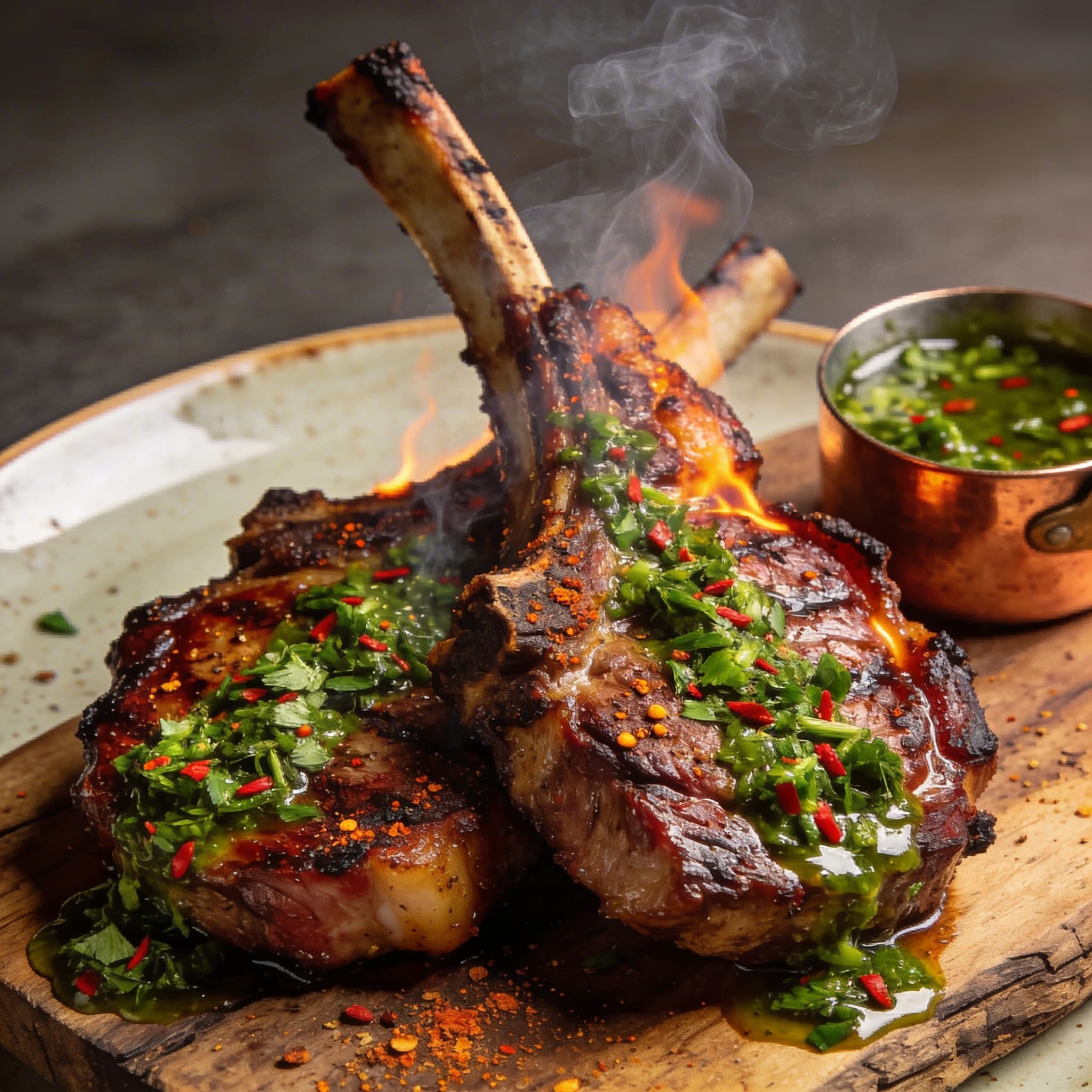 Smoked Paprika Rubbed Pork Chops with Zesty Chimichurri