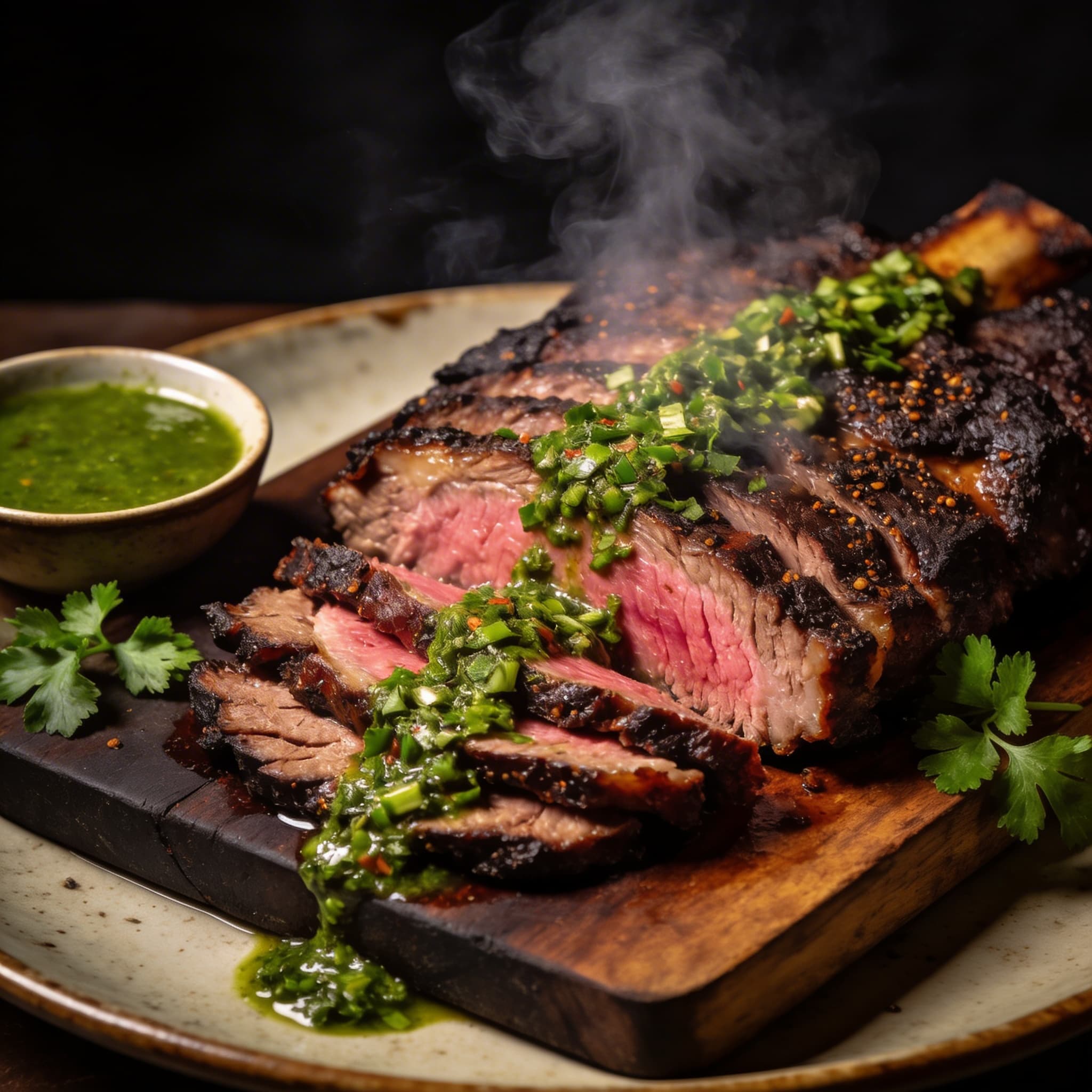 Smoked Brisket with Vibrant Chimichurri Verde