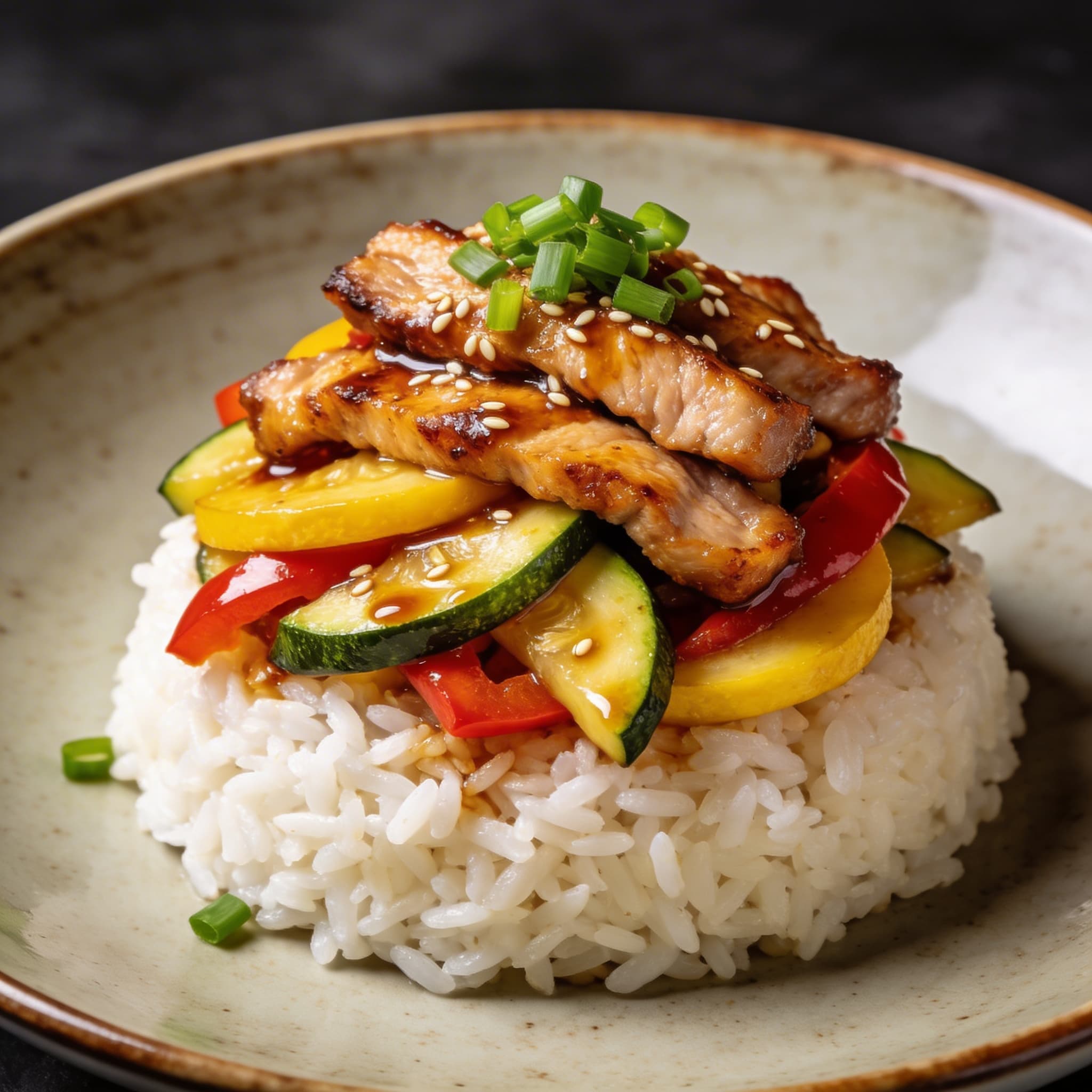 Pork Stir-Fry Over Asian Rice