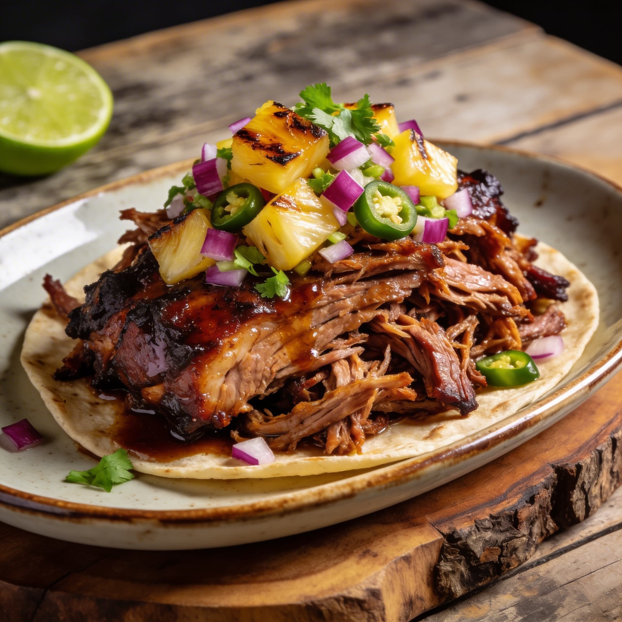 Hickory-Smoked Pork with Charred Pineapple Salsa Dinner