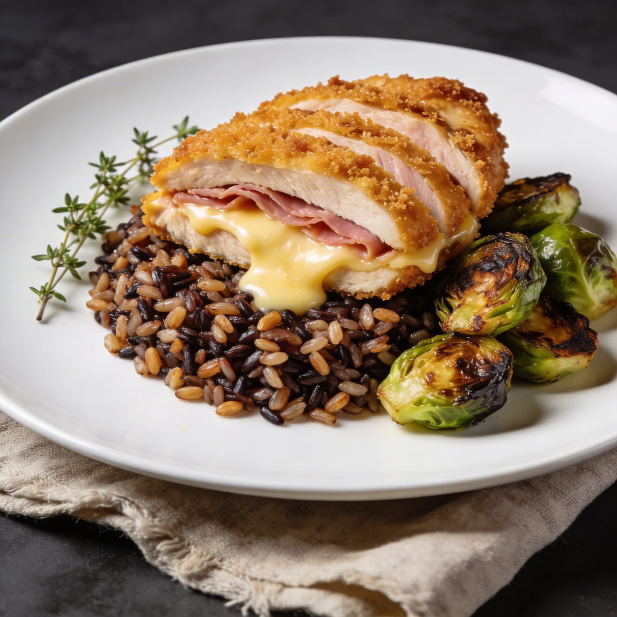 Baked Chicken Cordon Bleu over Wild Rice Platter