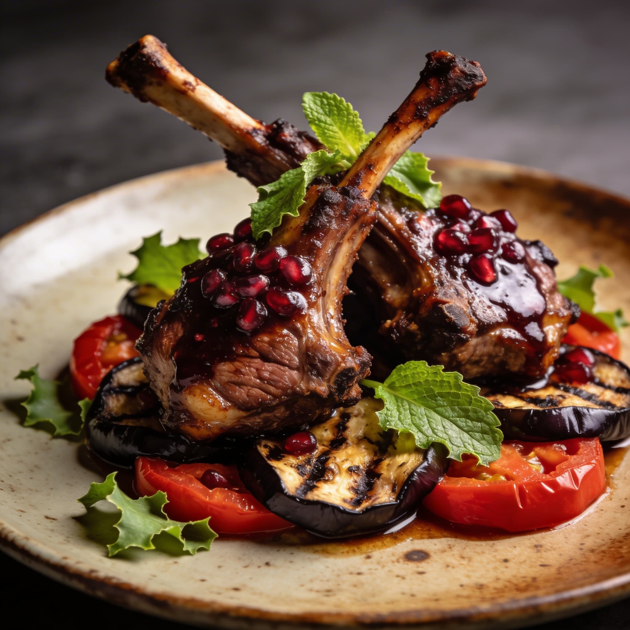 Pomegranate-Glazed Smoked Lamb Shanks