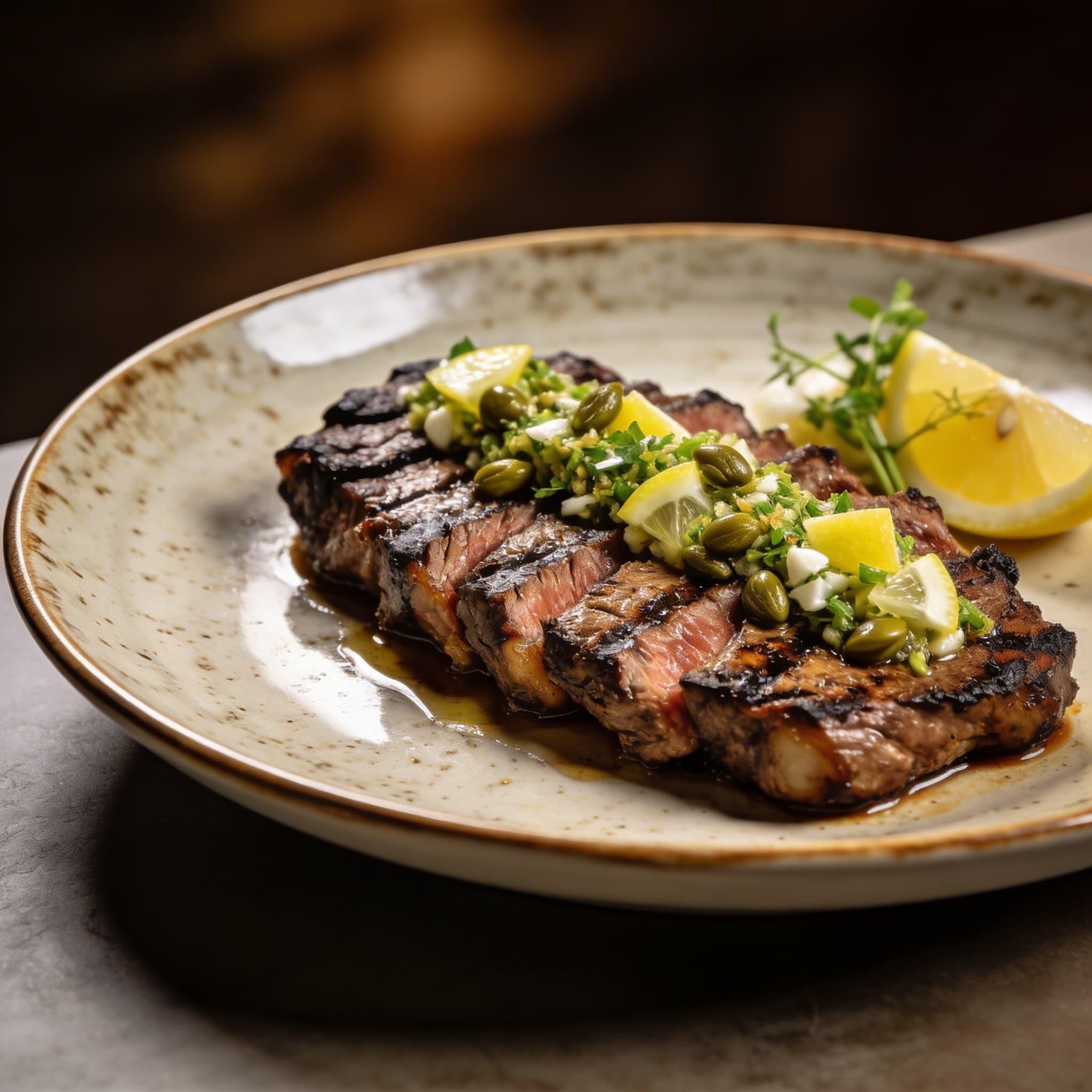 Charred Greek Skirt Steak with Lemon-Caper Gremolata