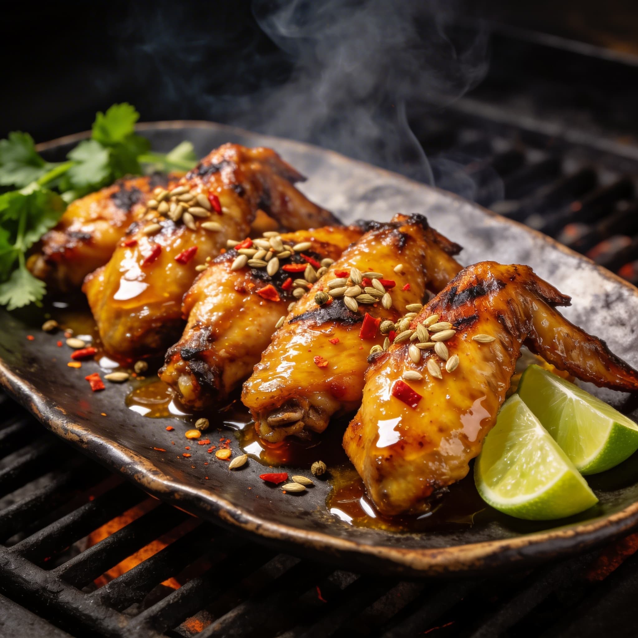 Hearth-Charred Coriander & Smoked Honey Wings
