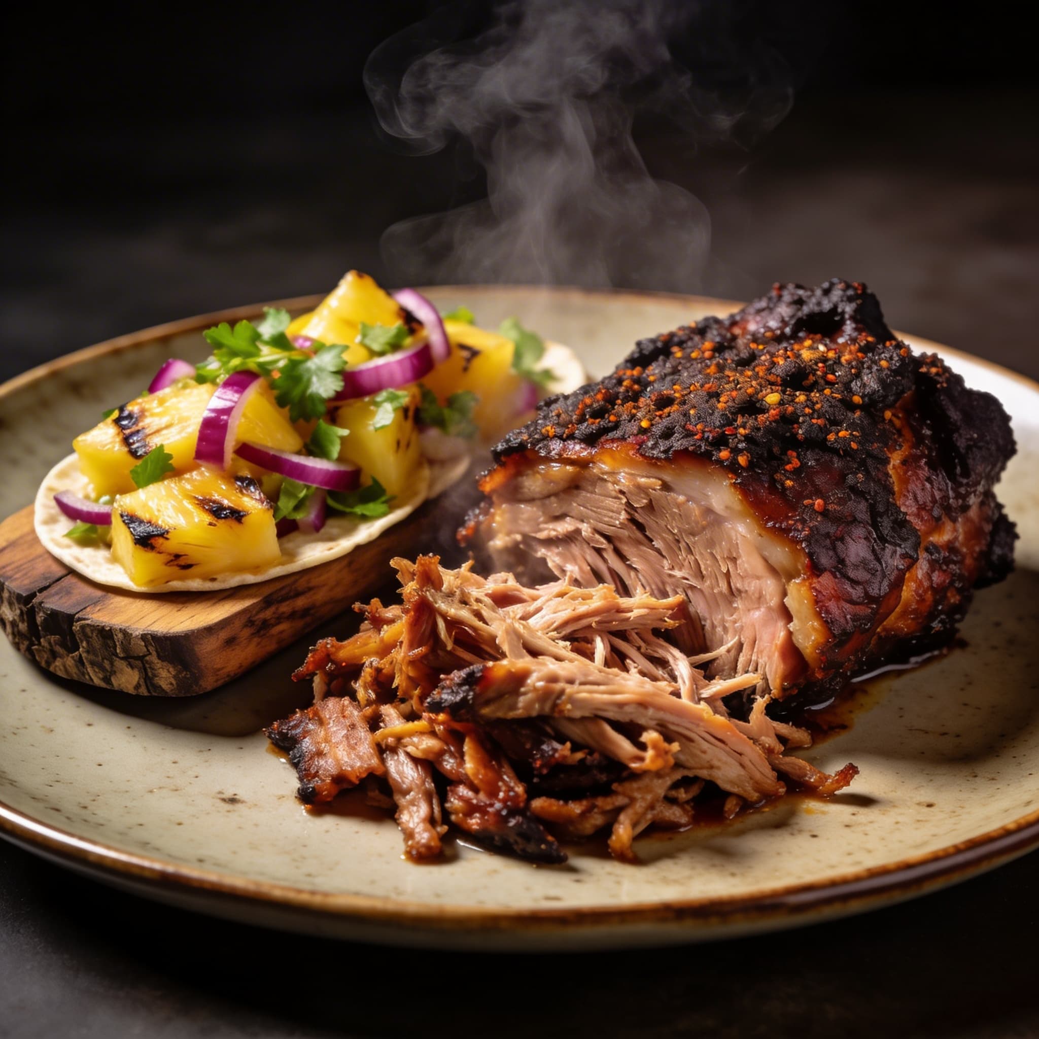 Smoked Oaxacan-Rubbed Pork with Charred Pineapple Salsa