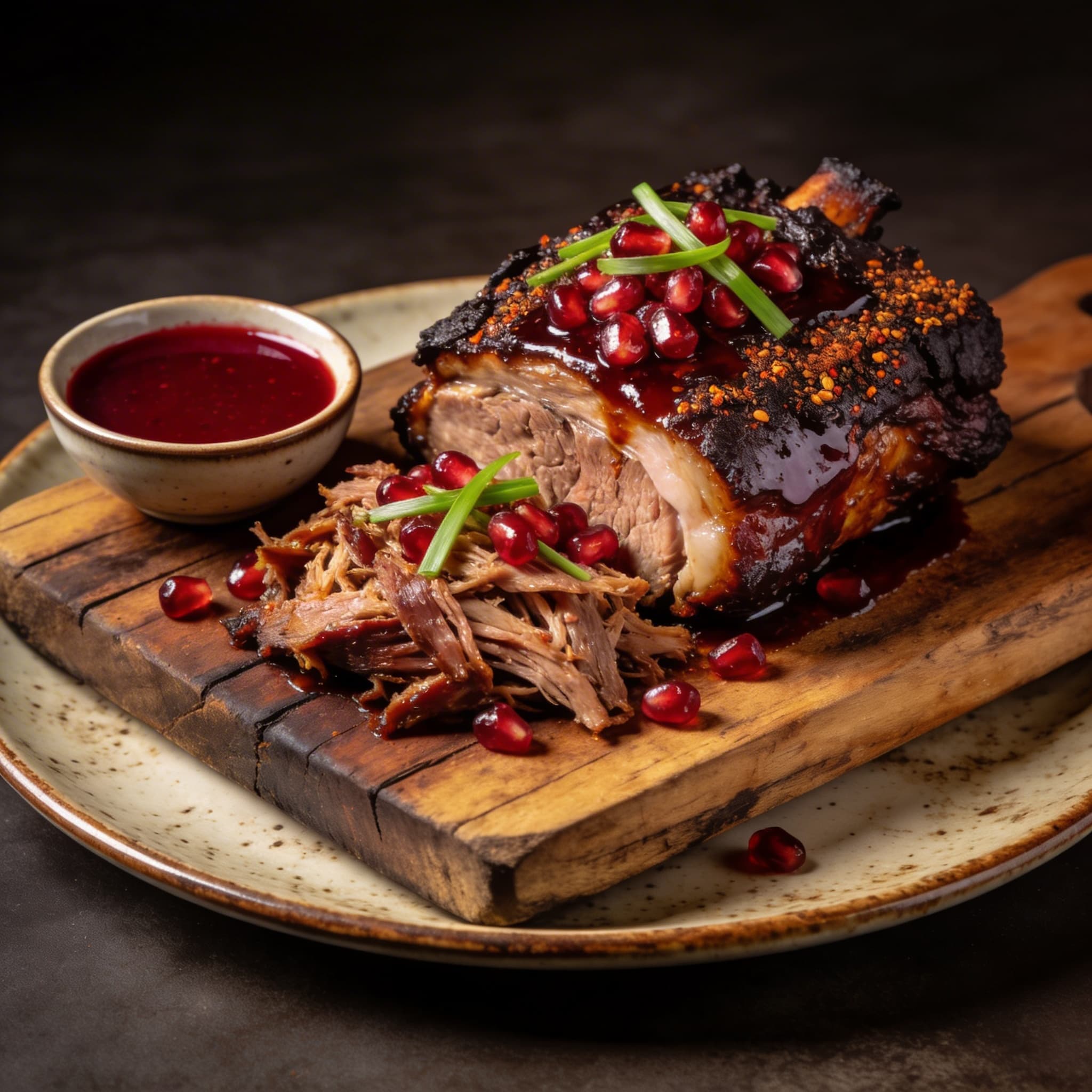 Silk Road Smoked Pork with Pomegranate-Hoisin Glaze