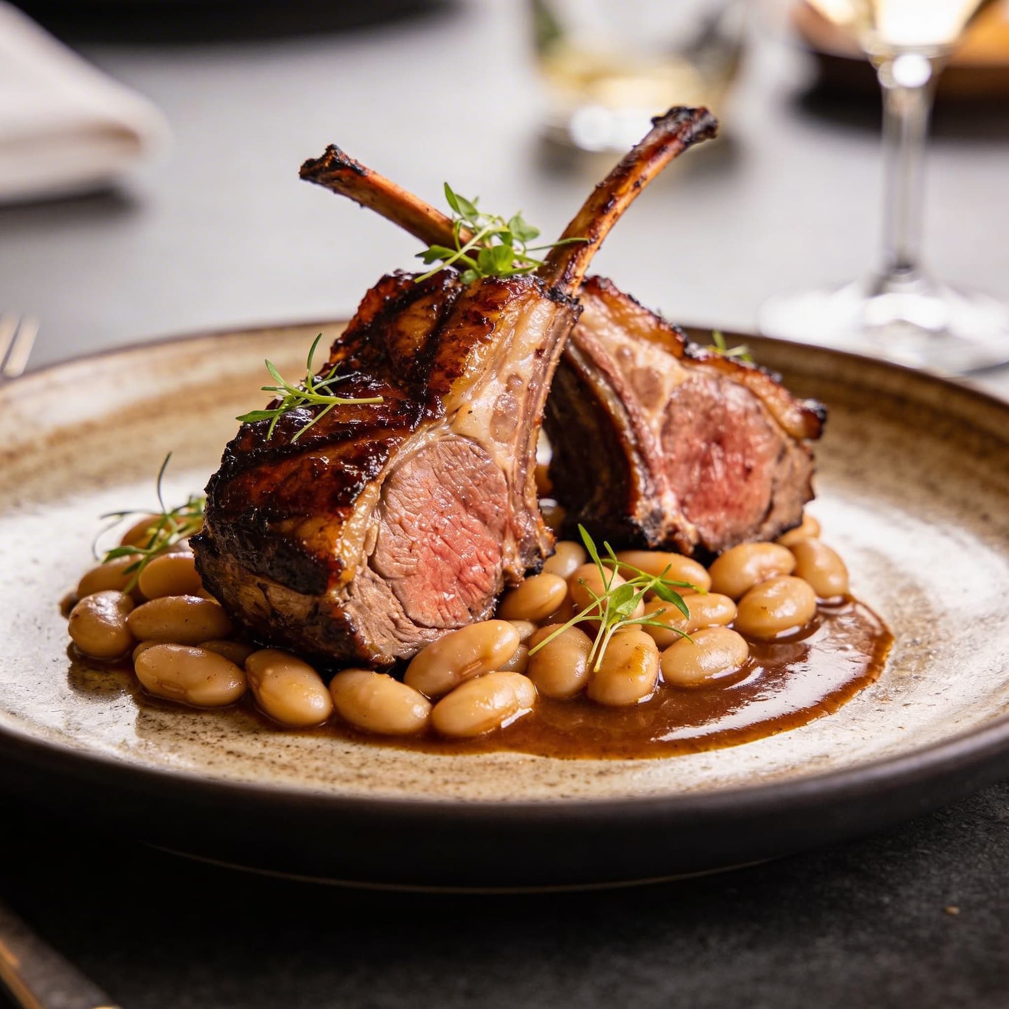 Hickory-Smoked Lamb with Gigante Plaki Beans