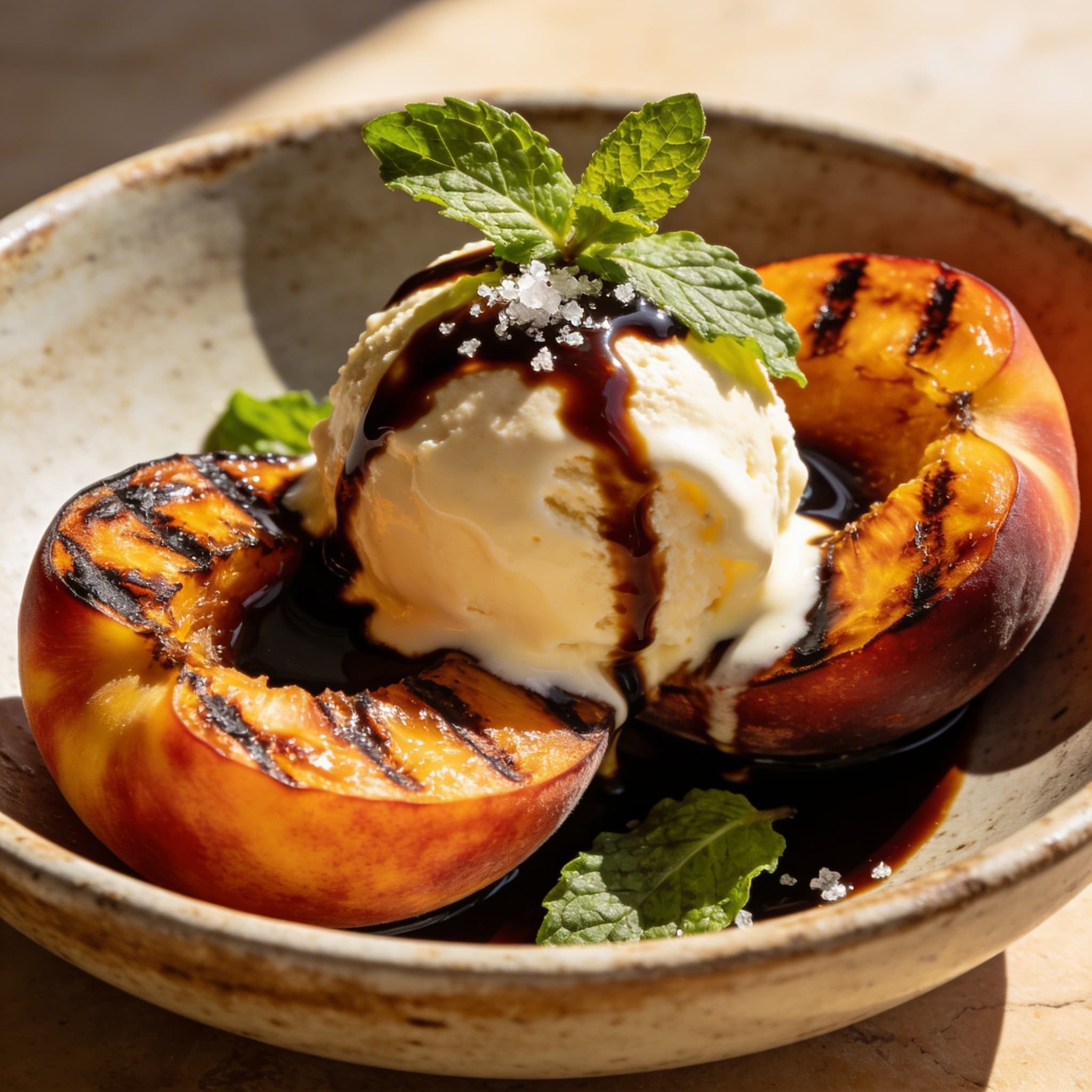 Hearth-Charred Nectarines with Balsamic & Gelato