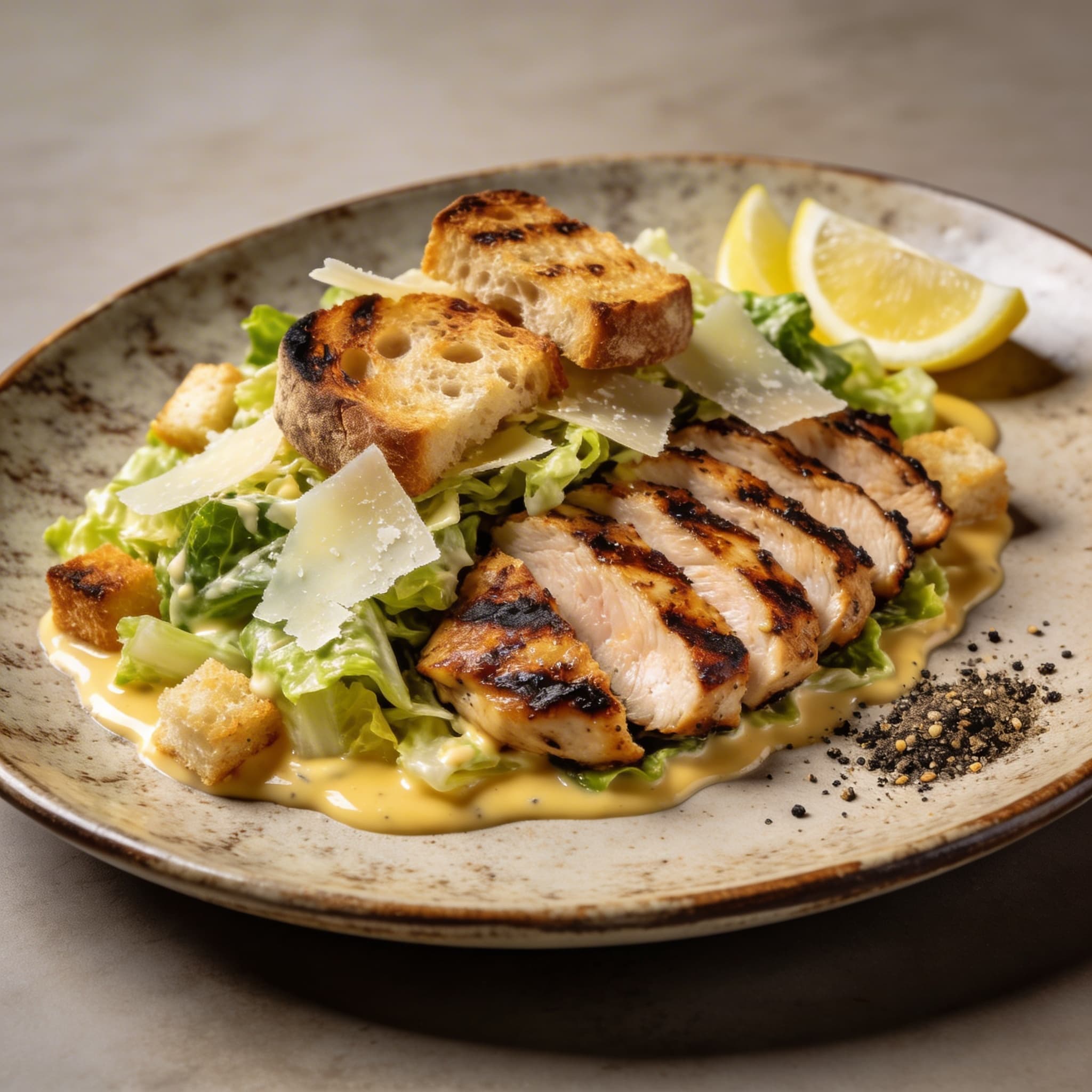 Hearth-Grilled Smoky Chicken Caesar Salad