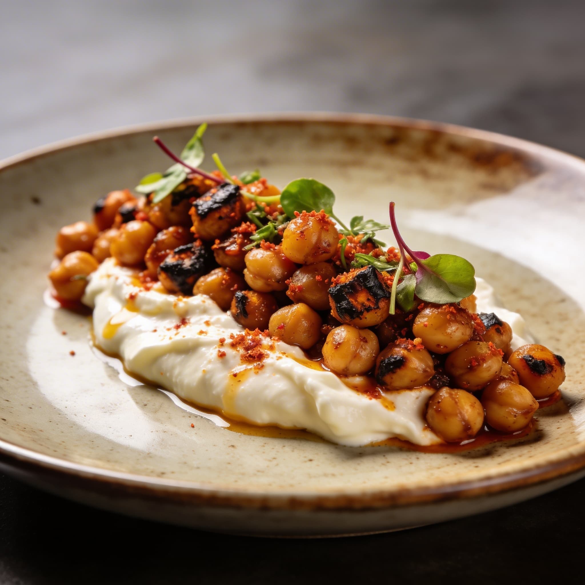 Hearth-Charred Aleppo Chickpeas with Tangy Labneh
