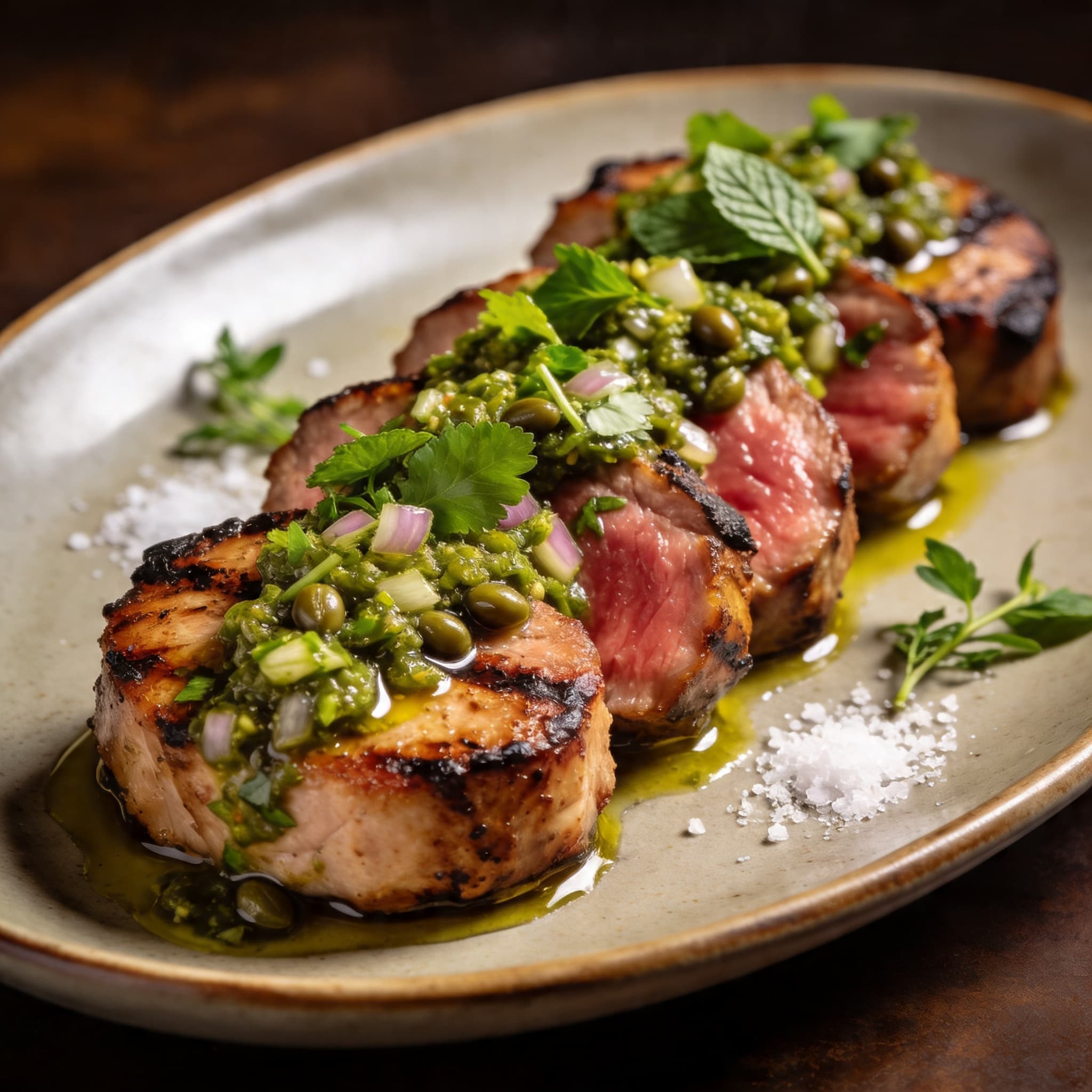 Smoky Grilled Pork with Mediterranean Salsa Verde
