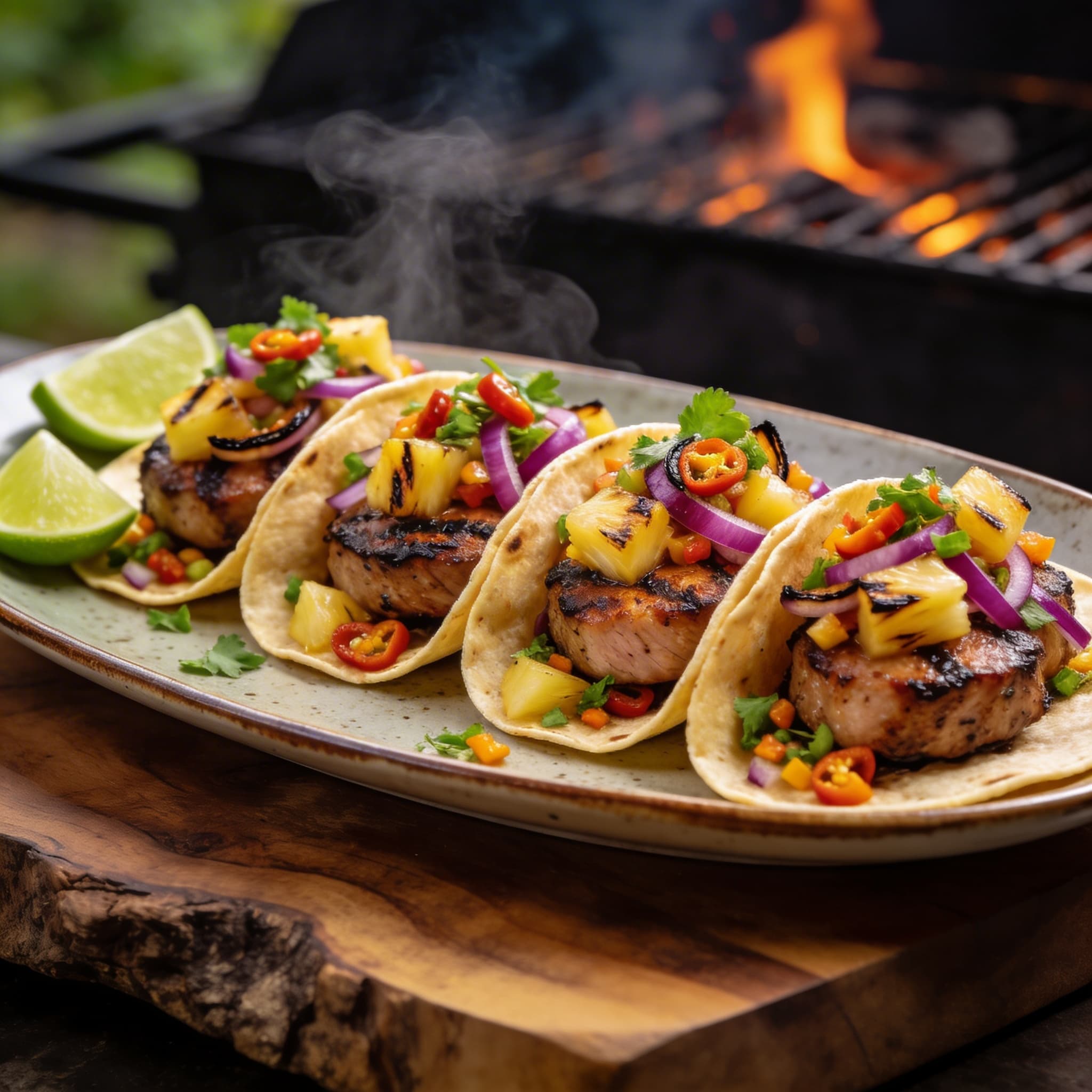 Smoky Oaxacan Pork Tacos with Charred Pineapple Salsa