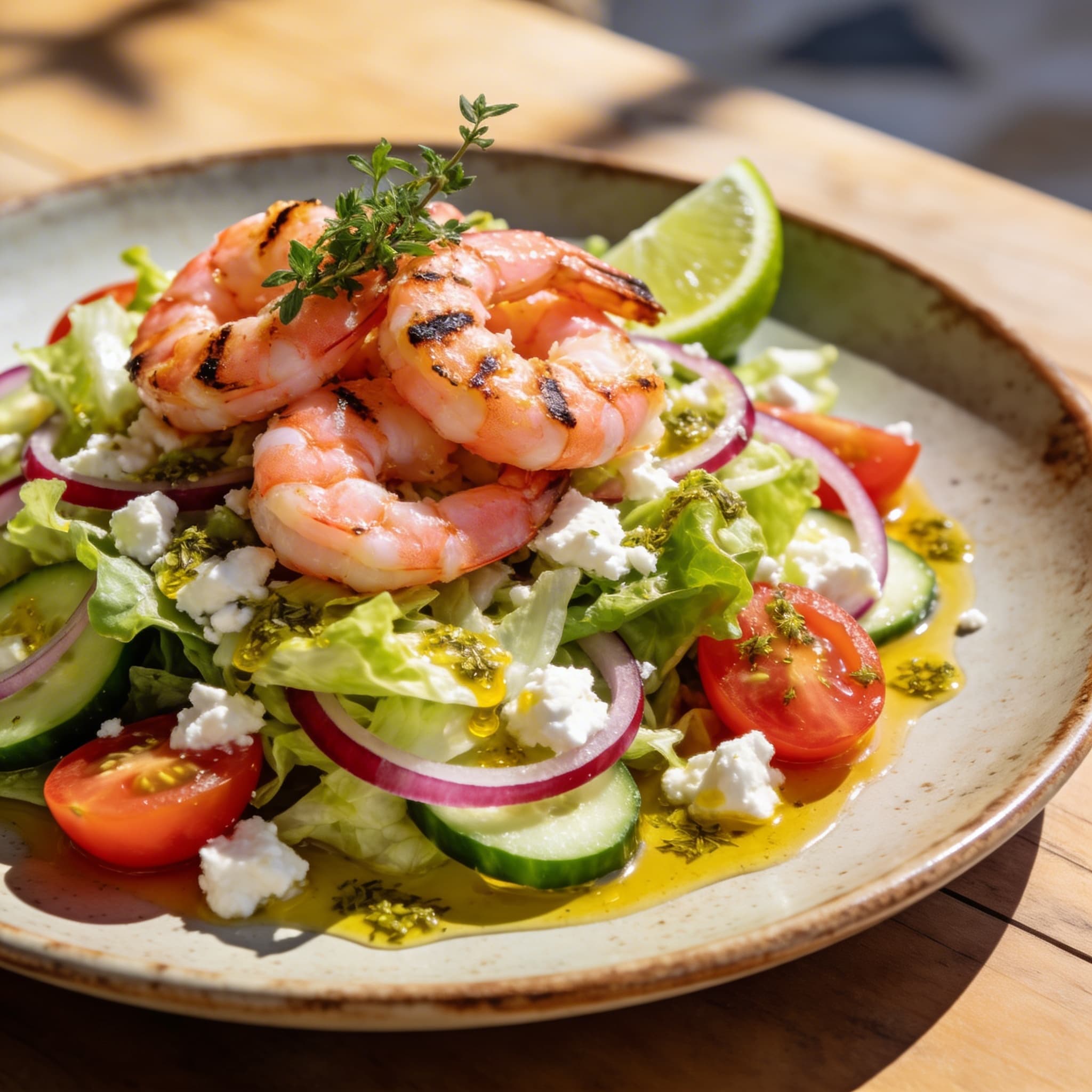 Hearth-Grilled Lime Shrimp Salad with Oregano Vinaigrette