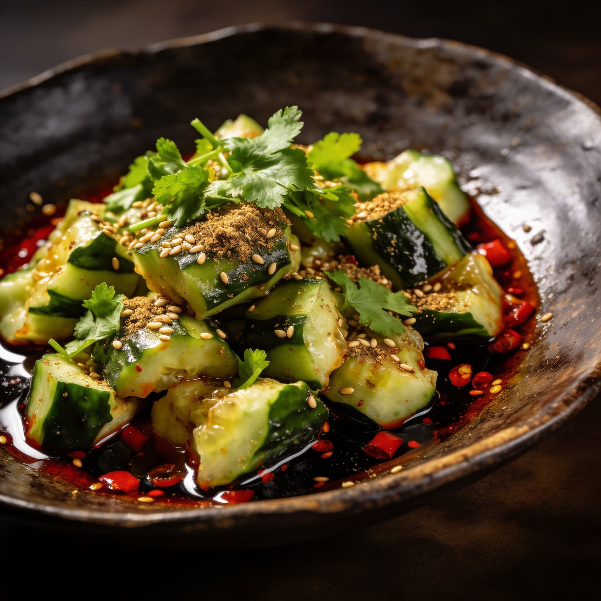 Silk Road Smashed Cucumbers with Cumin and Chili Oil