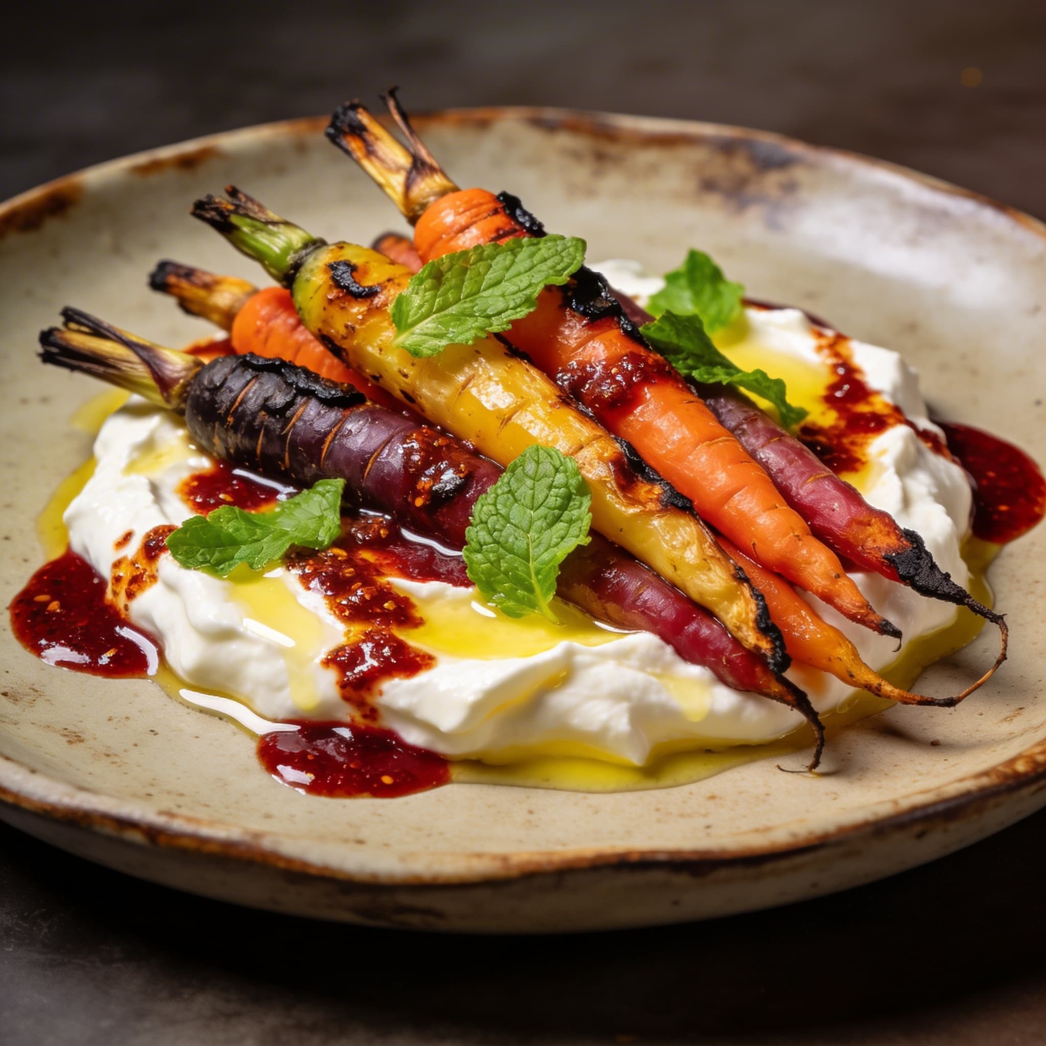 Hearth-Roasted Carrots with Aleppo Butter & Lemon Labneh