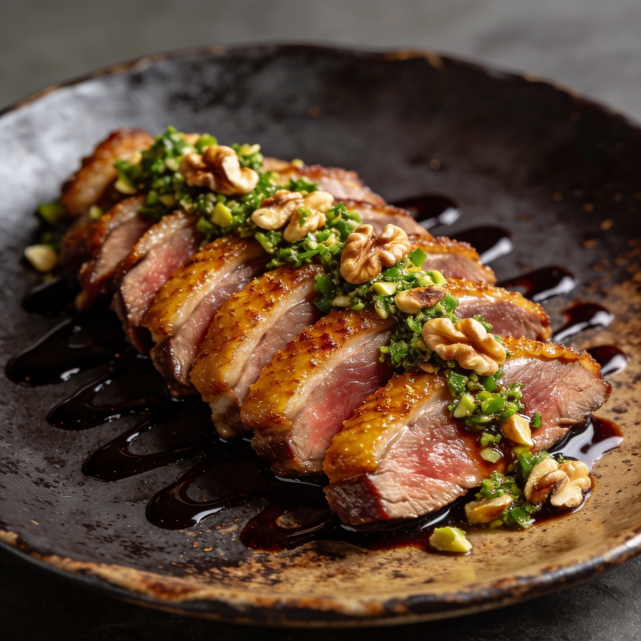 Sherry-Glazed Duck with Walnut Gremolata