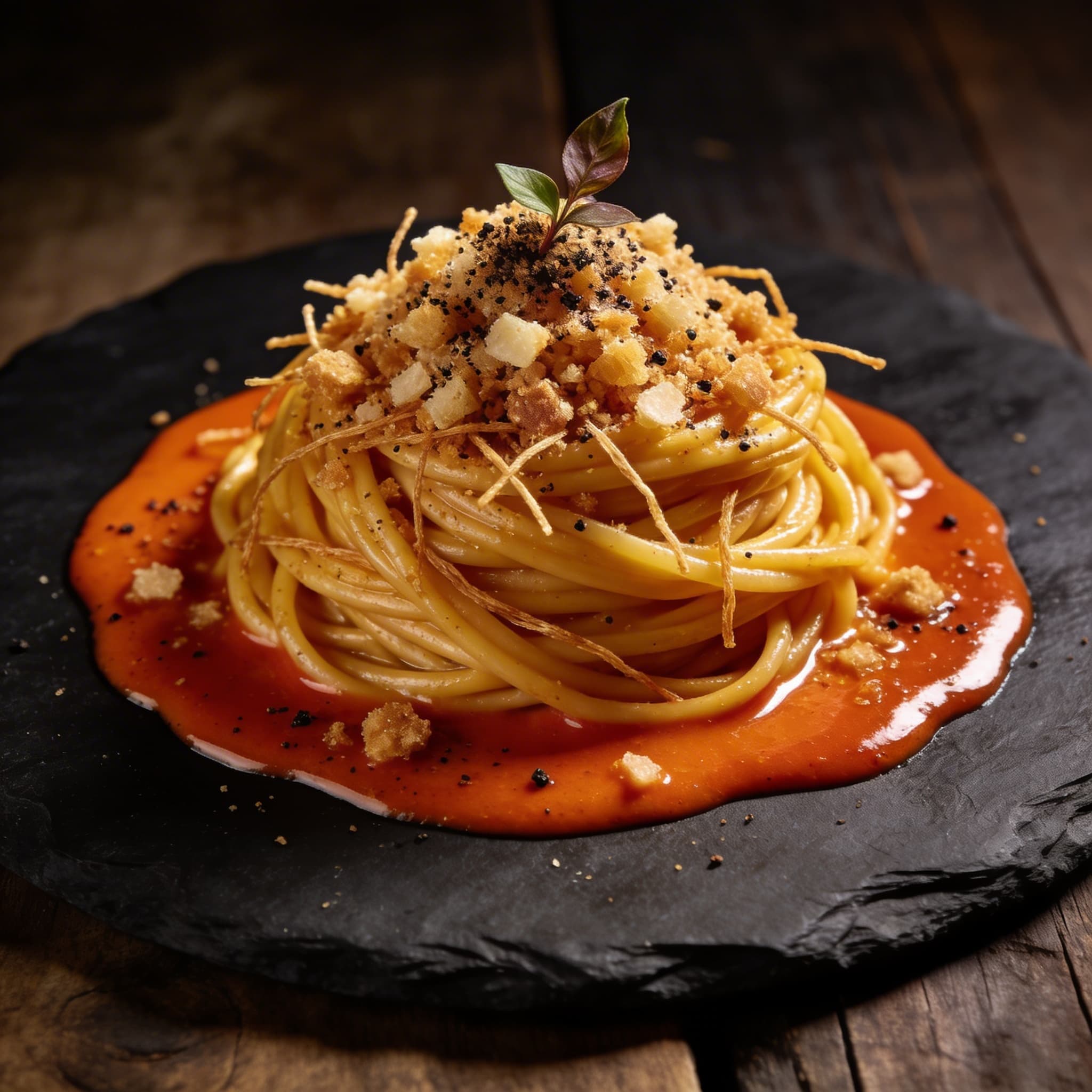 Dendê-Infused Cacio e Pepe with Manioc Crumble