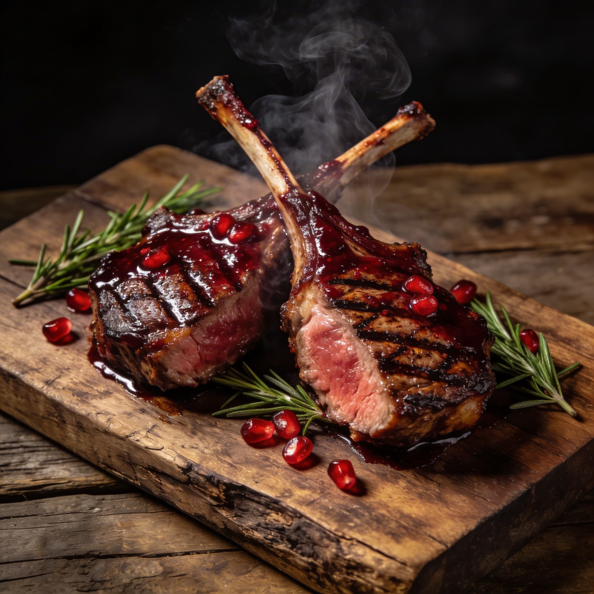 Hickory-Kissed Pomegranate Lamb Chops