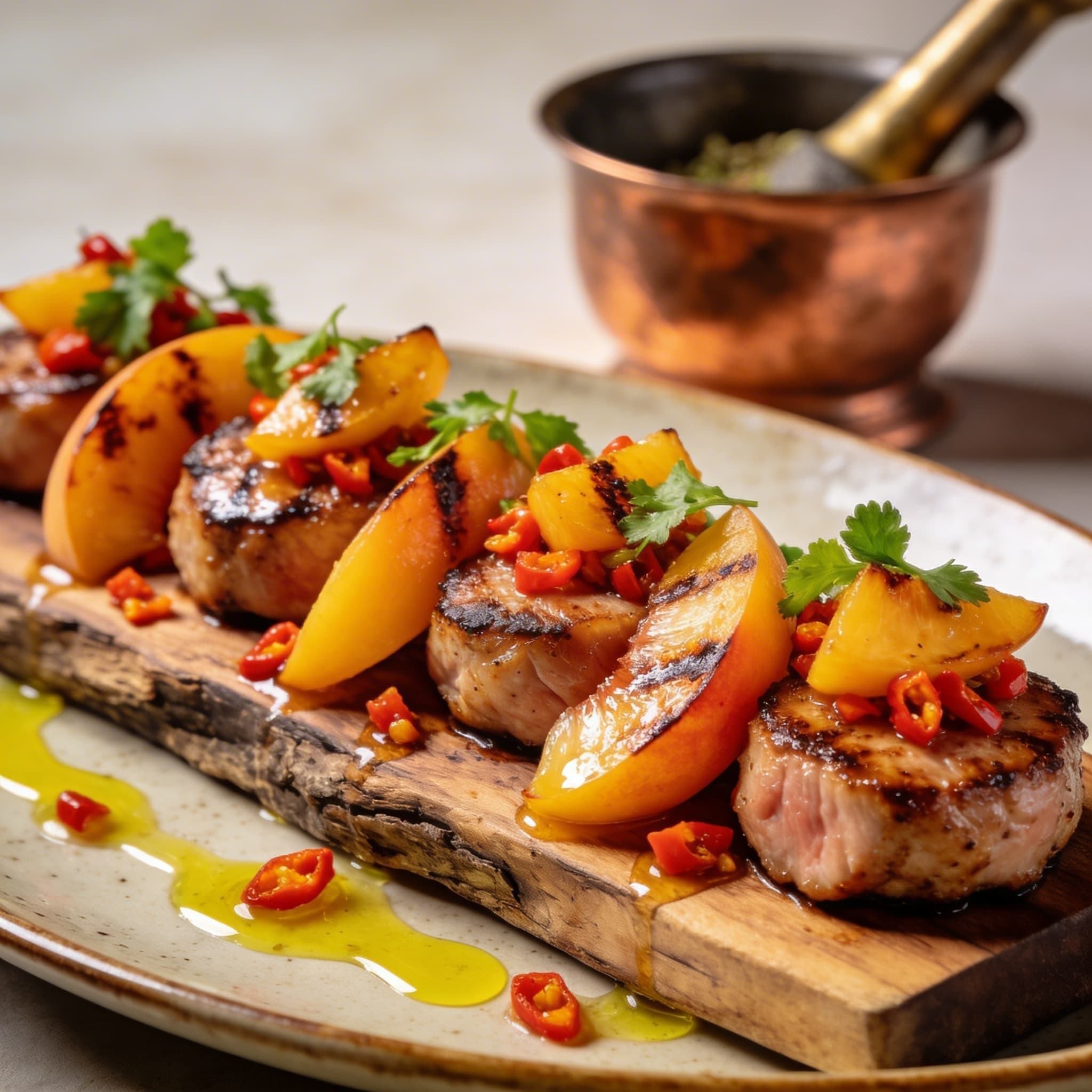 Smoky Pork Tenderloin with Habanero Pickled Peaches