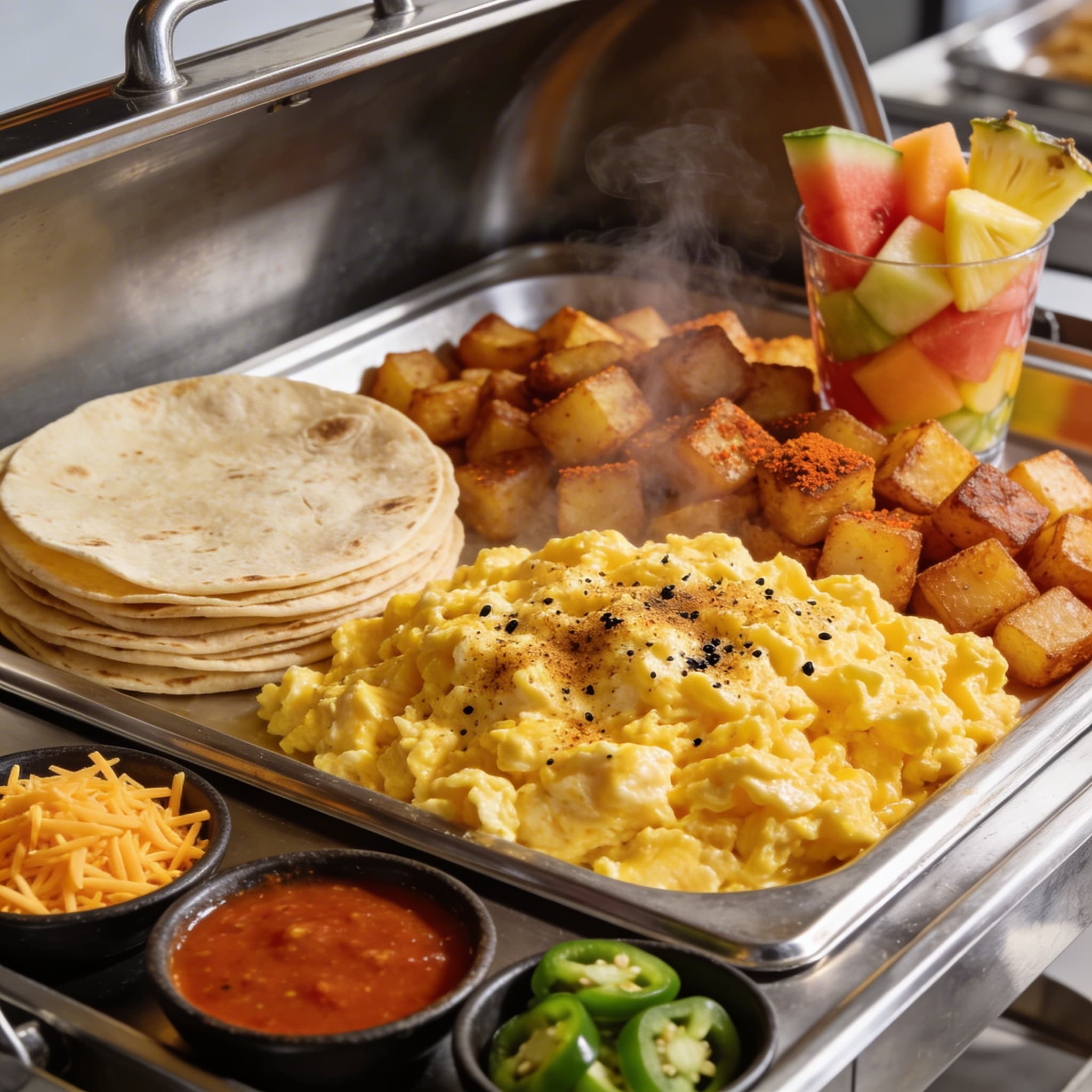 Catering Style Cumin Egg & Spanish Potato Breakfast Buffet