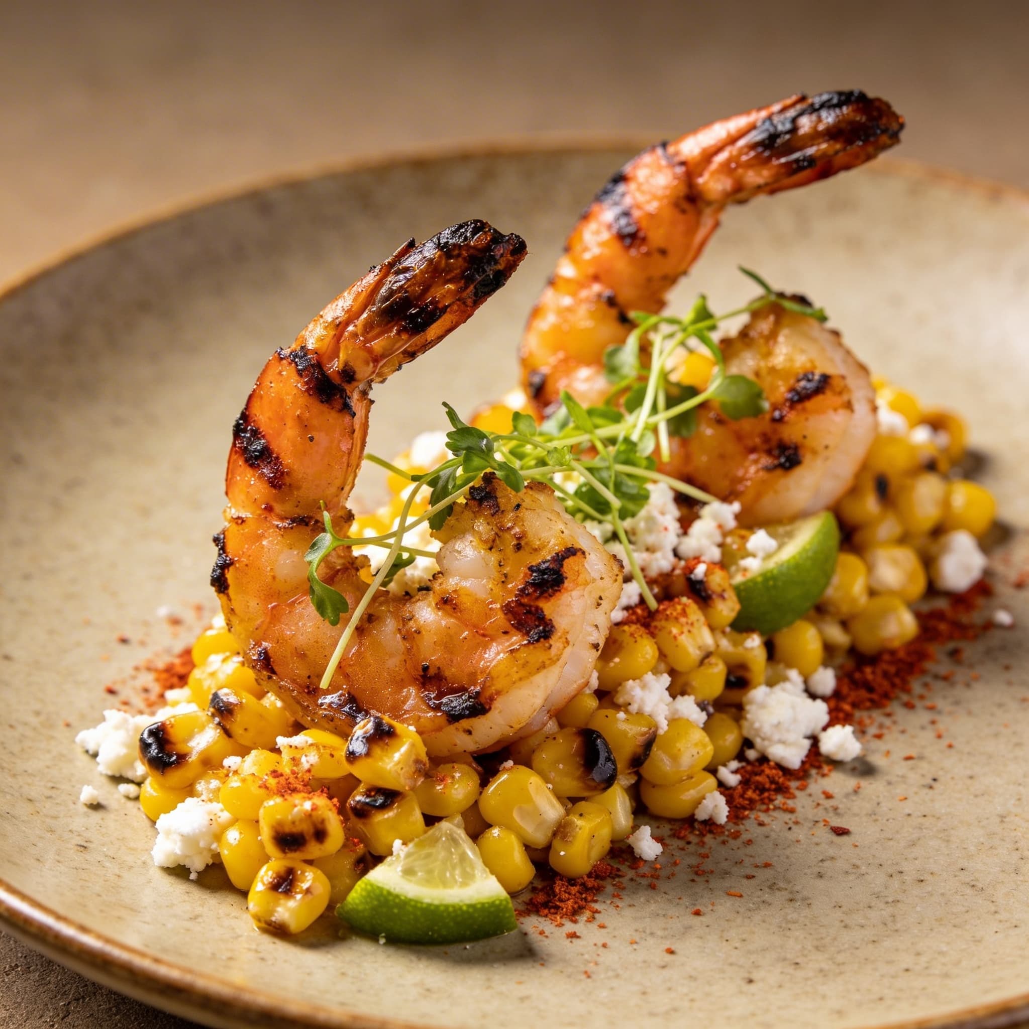 Smoky Seared Shrimp with Charred Corn Esquites