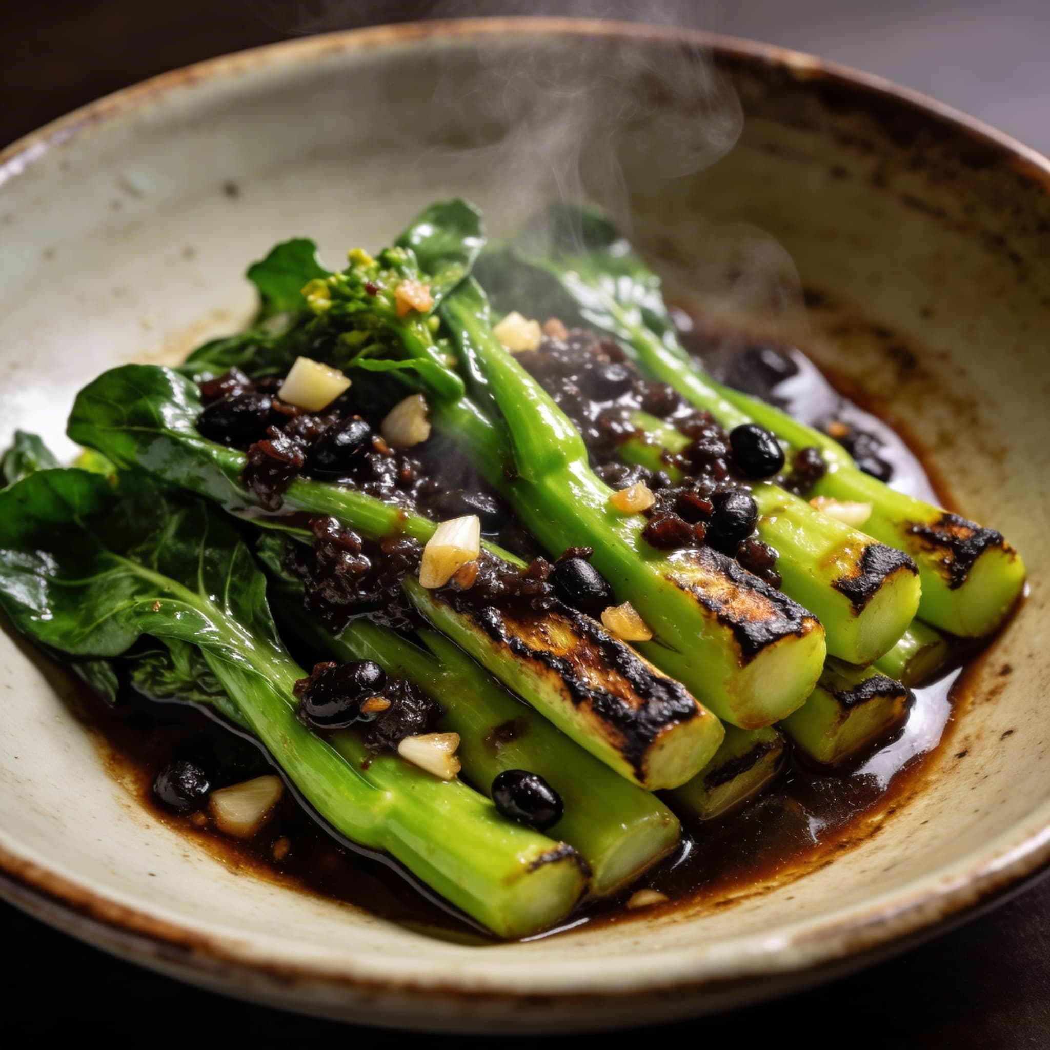 Wok-Seared Yu Choy with Fermented Black Bean Essence