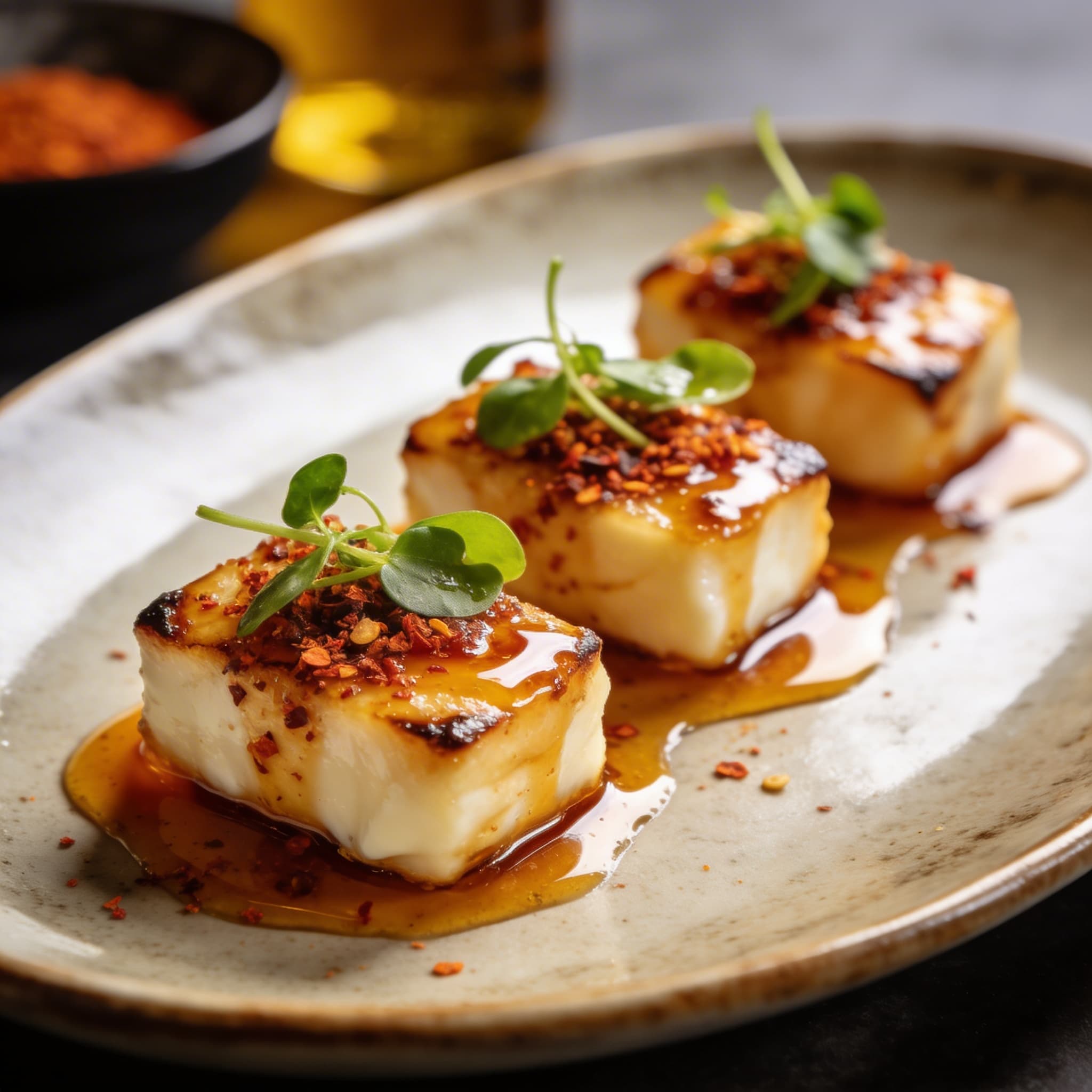 Honey-Glazed Aleppo Halloumi Bites