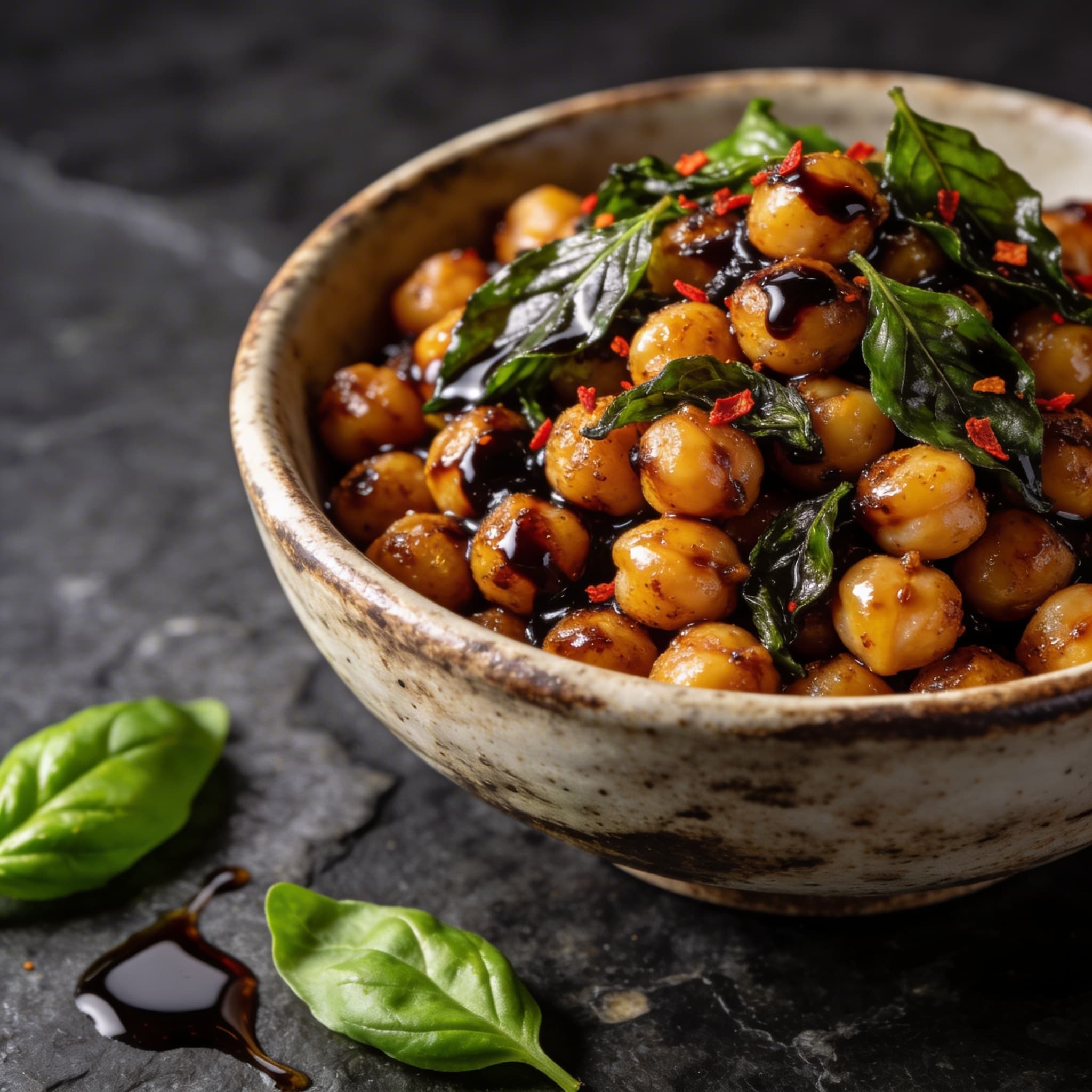 Wok-Fired Balsamic & Holy Basil Chickpeas