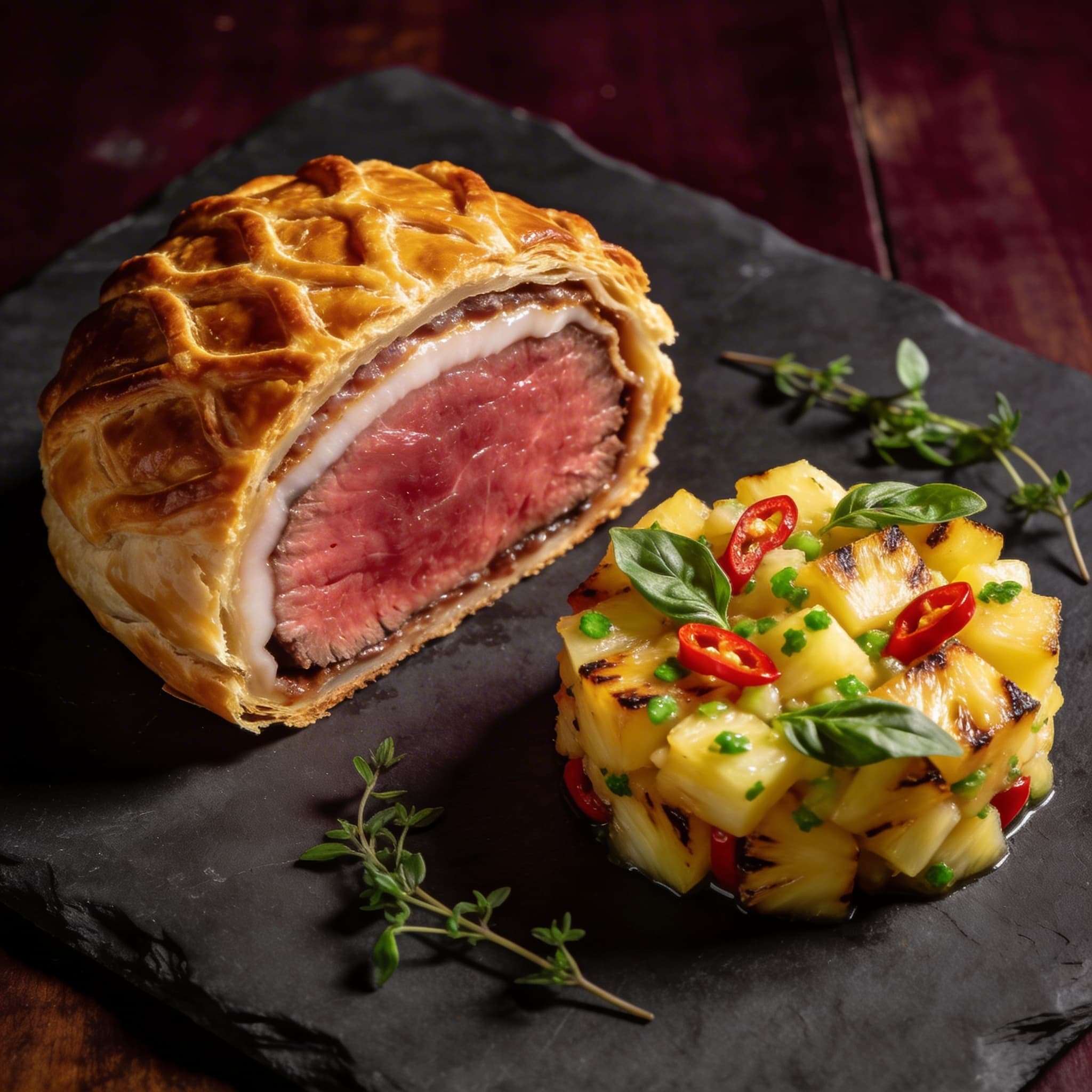 Picanha en Croûte with Grilled Pineapple-Holy Basil Salsa