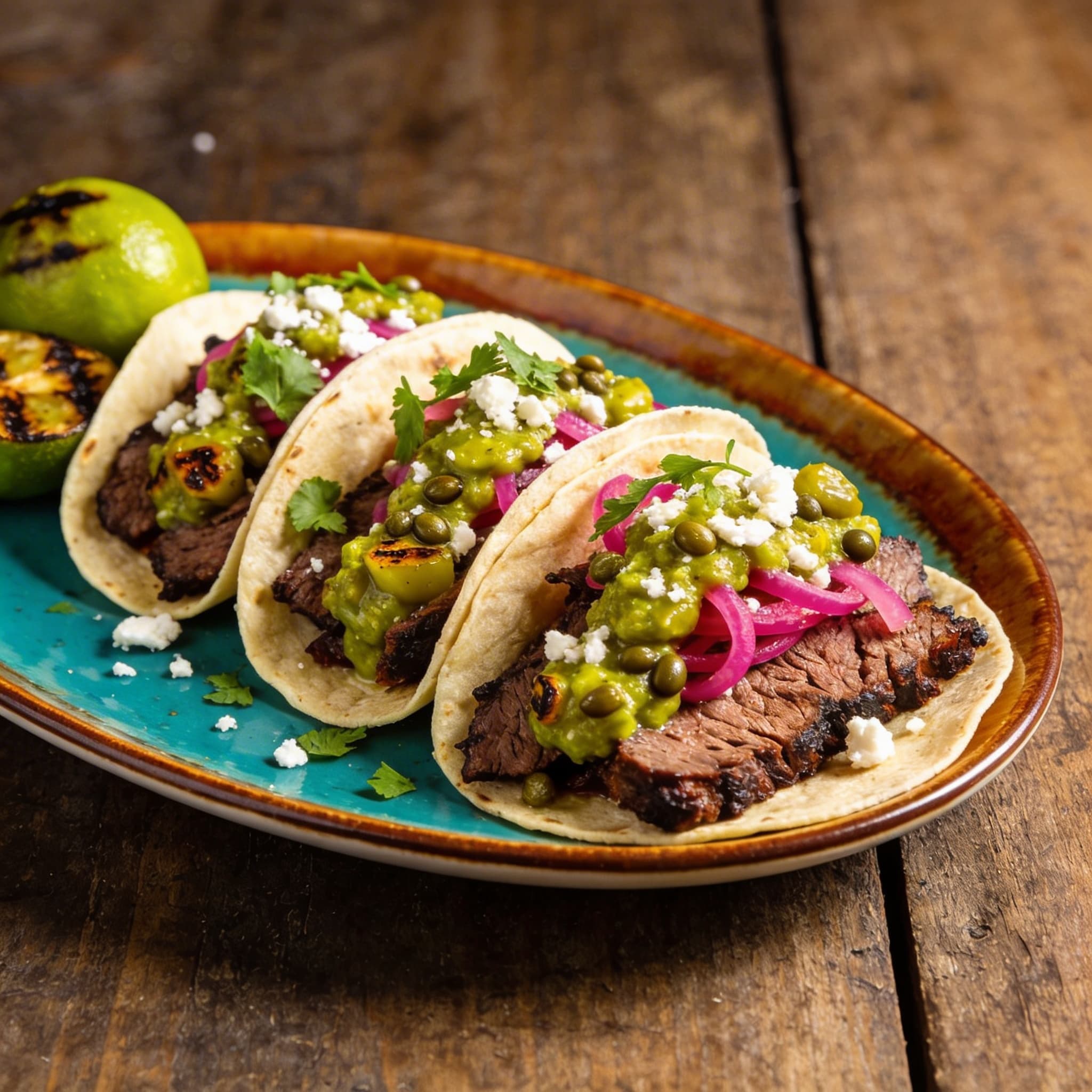 Smoked Brisket Tacos with Salsa Verde Mediterranea