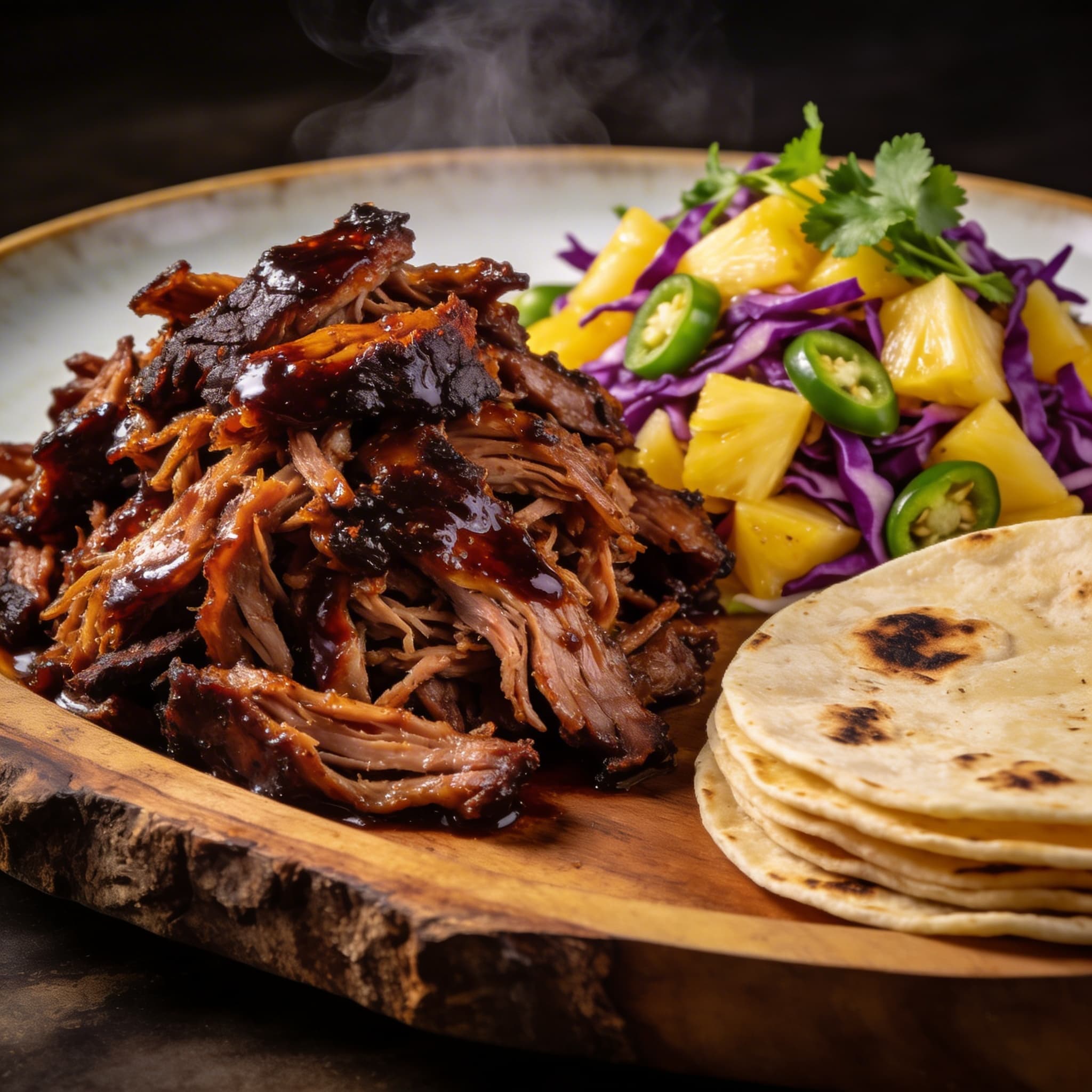 Smoked Guajillo Pork Shoulder with Pineapple Slaw