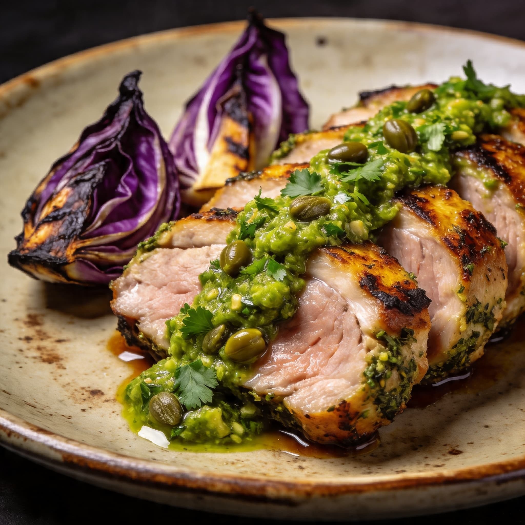 Smoky Herb-Crusted Pork with Vibrant Salsa Verde