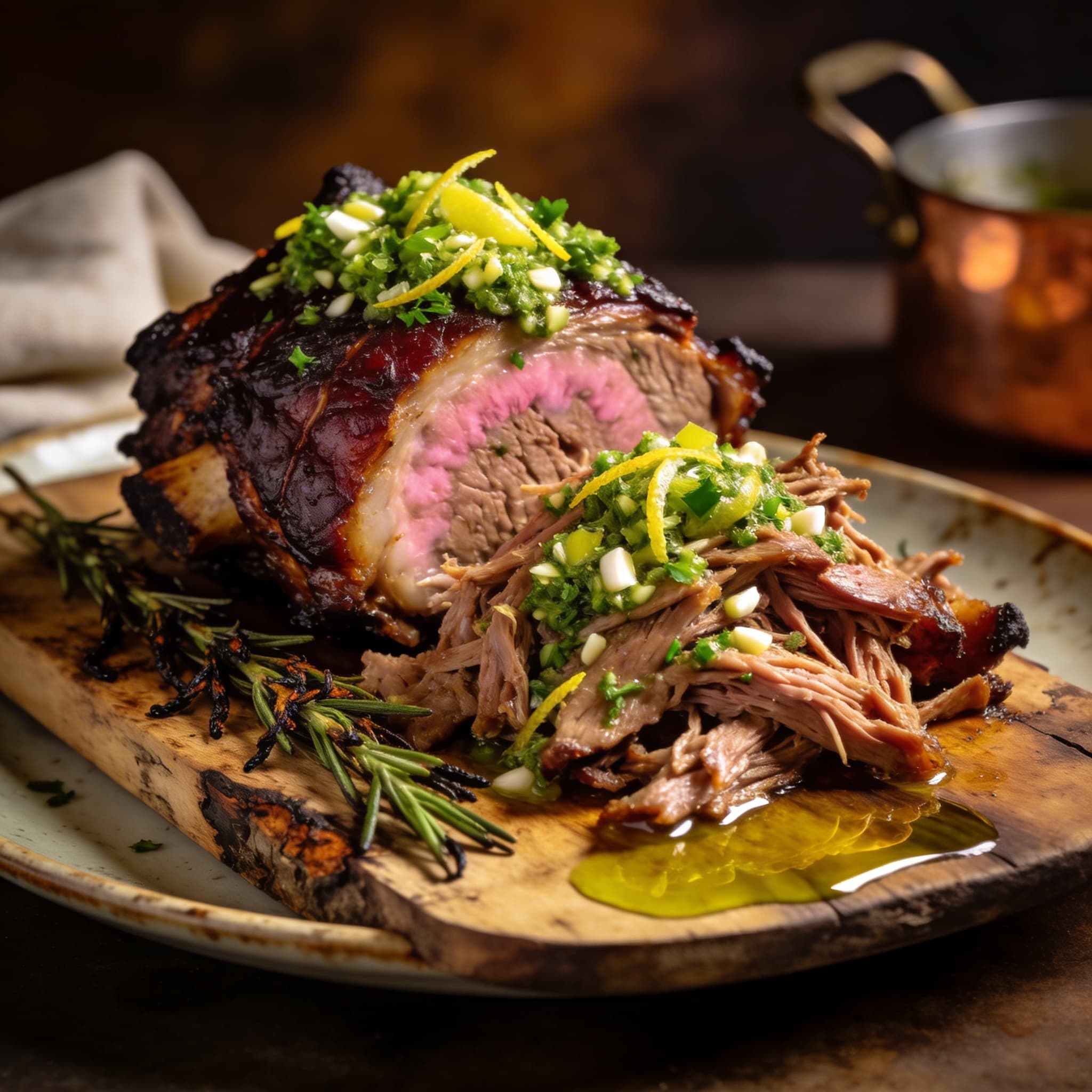 Smoked Mediterranean Lamb Barbacoa with Lemon-Garlic Gremolata