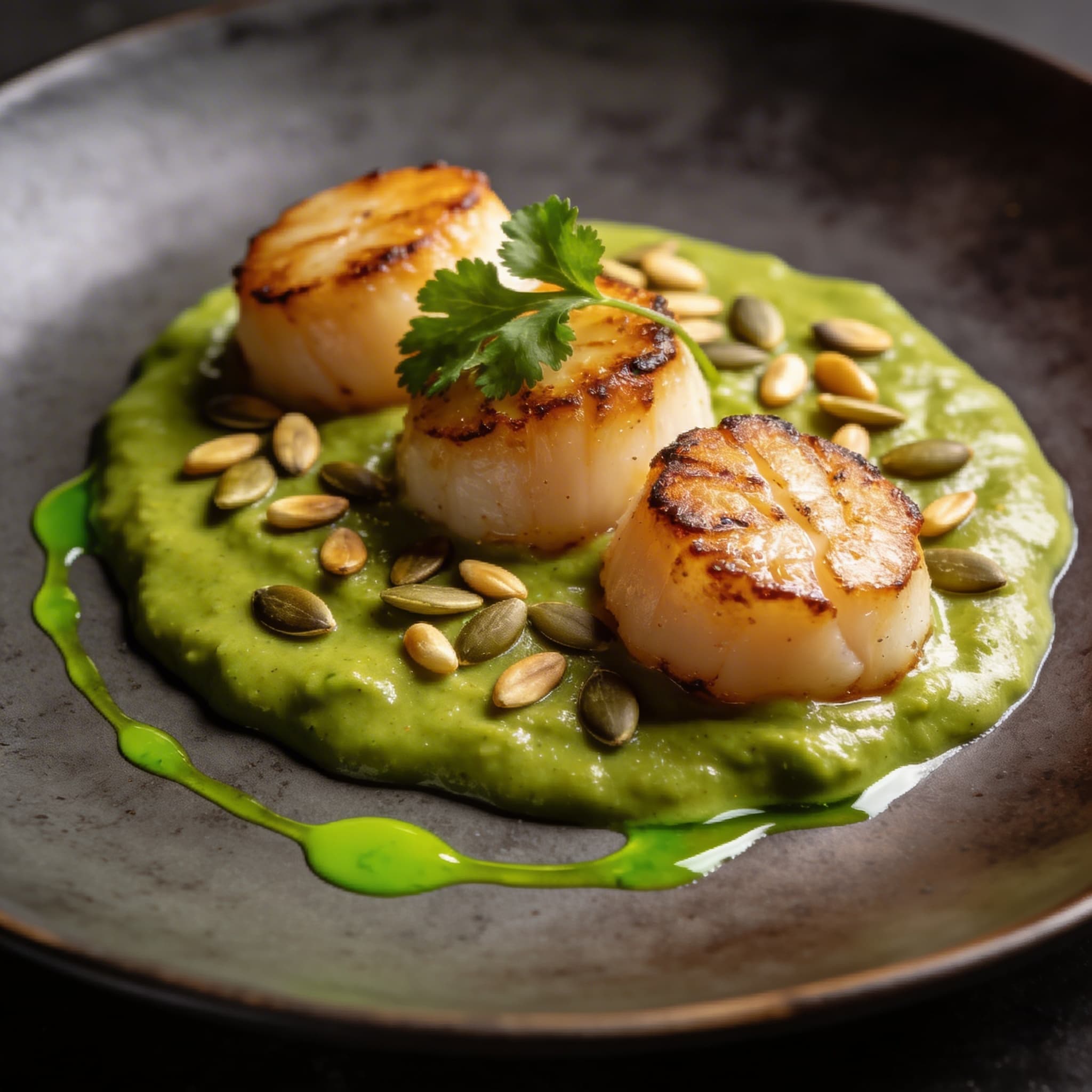 Seared Scallops with Sacred Pipián Verde